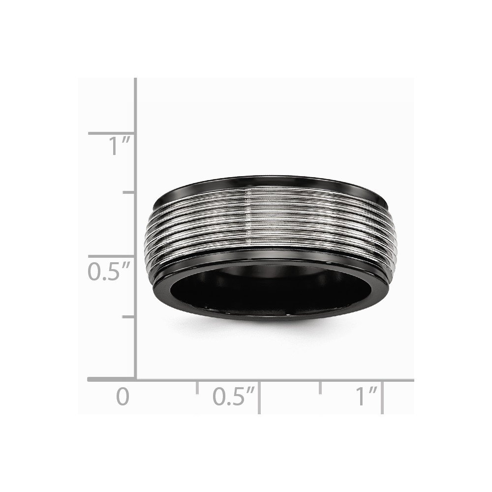 Black Titanium Men's Wedding Band Ring - Solid & Grooved Design - Durable & Comfortable for Everyday Wear - Perfect for Engagement, Marriage, and Anniversary Gifts