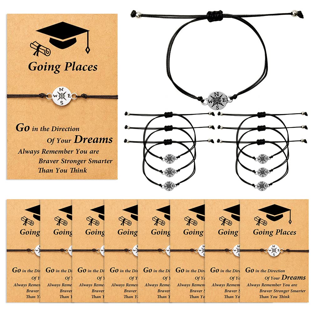 16PCS Graduation Bracelet Set 2024 - Adjustable Compass Bracelets for College & High School Graduates - Thoughtful Graduation Gifts for Classmates & Friends - No Gemstone - Perfect for Graduation Ceremonies, Parties & Keepsakes