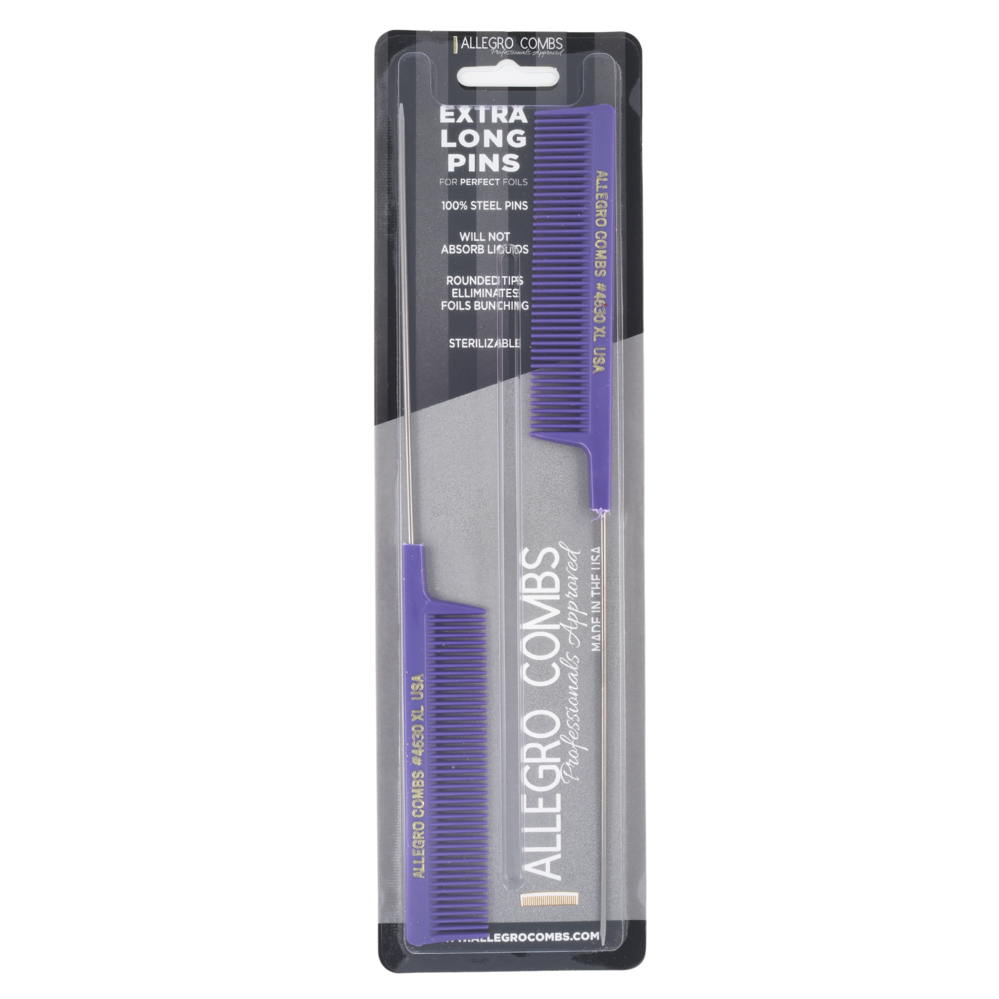 Allegro Combs XL #4630 - Set of 2 Wide Tooth Pintail Combs for Thick Hair & Styling - Perfect for Salon Professionals & Home Use