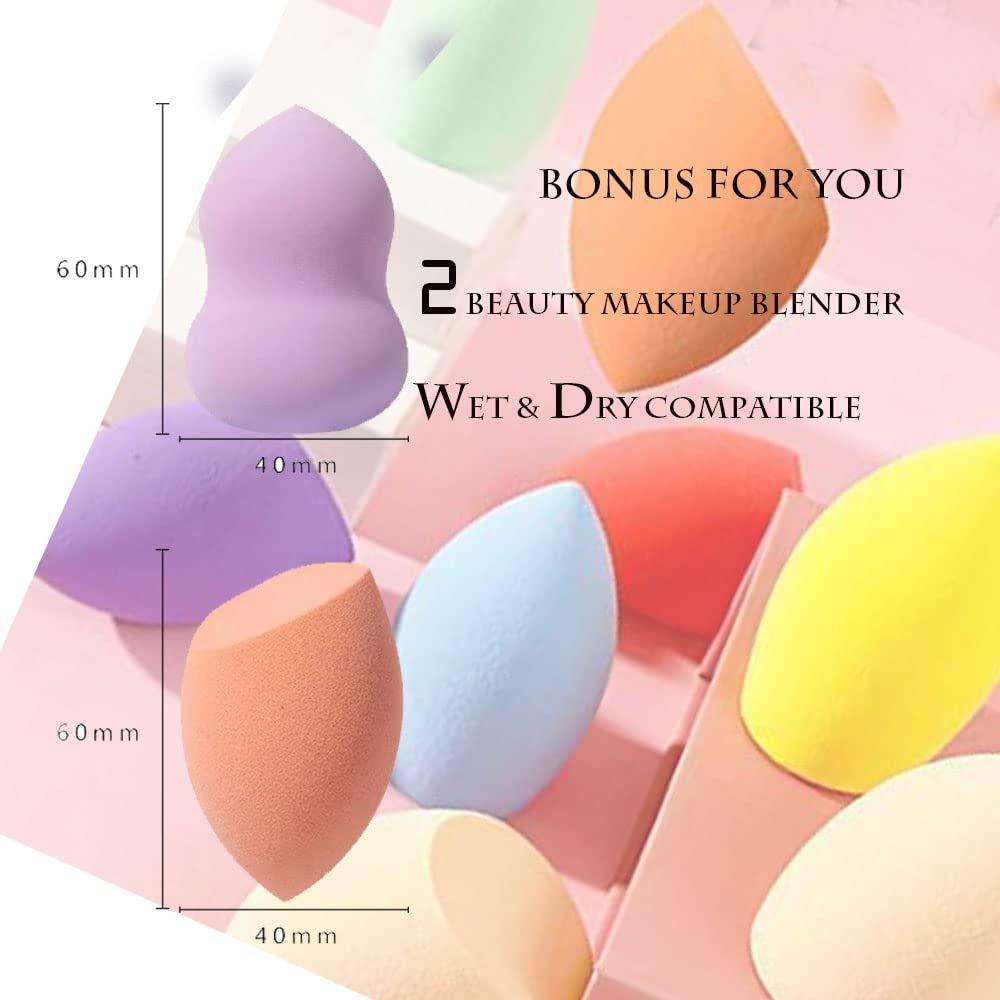 28Pcs Makeup Brush Set with Beauty Blenders & Travel Bag - Synthetic Foundation, Powder, Concealer, Eyeshadow & Blush Brushes - Champagne | Perfect for Professional Makeup Artists & Travel Beauty Kits