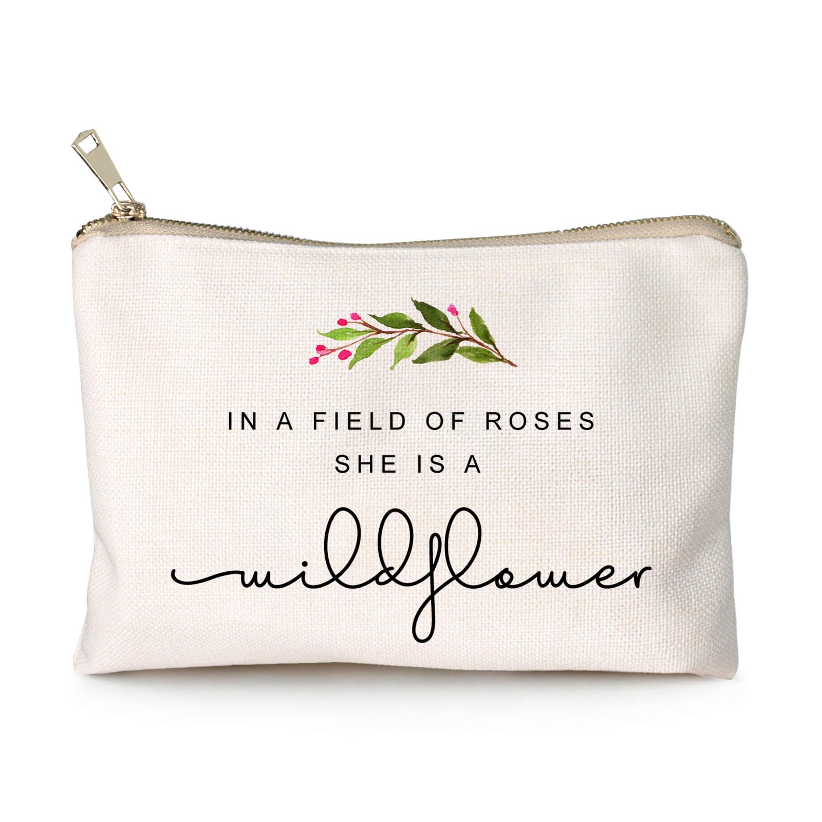 Wildflower Cosmetic Bag - Elegant Toiletry & Makeup Pouch for Women | Perfect Gift for Her, Daughter, Best Friend | Birthday, Travel & Daily Use