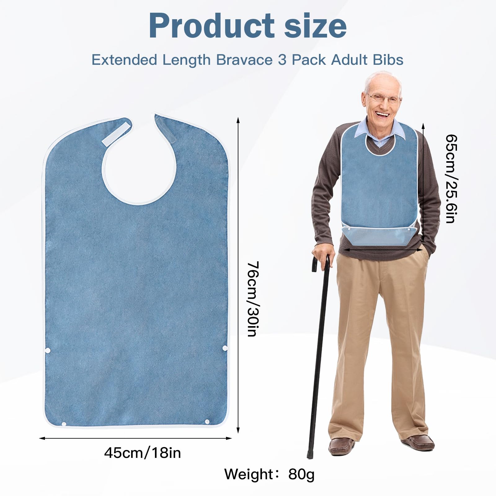 YushengTai Adult Bibs - Pack of 3 Reusable Waterproof Bibs with Crumb Catcher | Oil Resistant Clothing Protector for Elderly, Parents & Adults | Perfect for Mealtime, Nursing Care & Dining Out