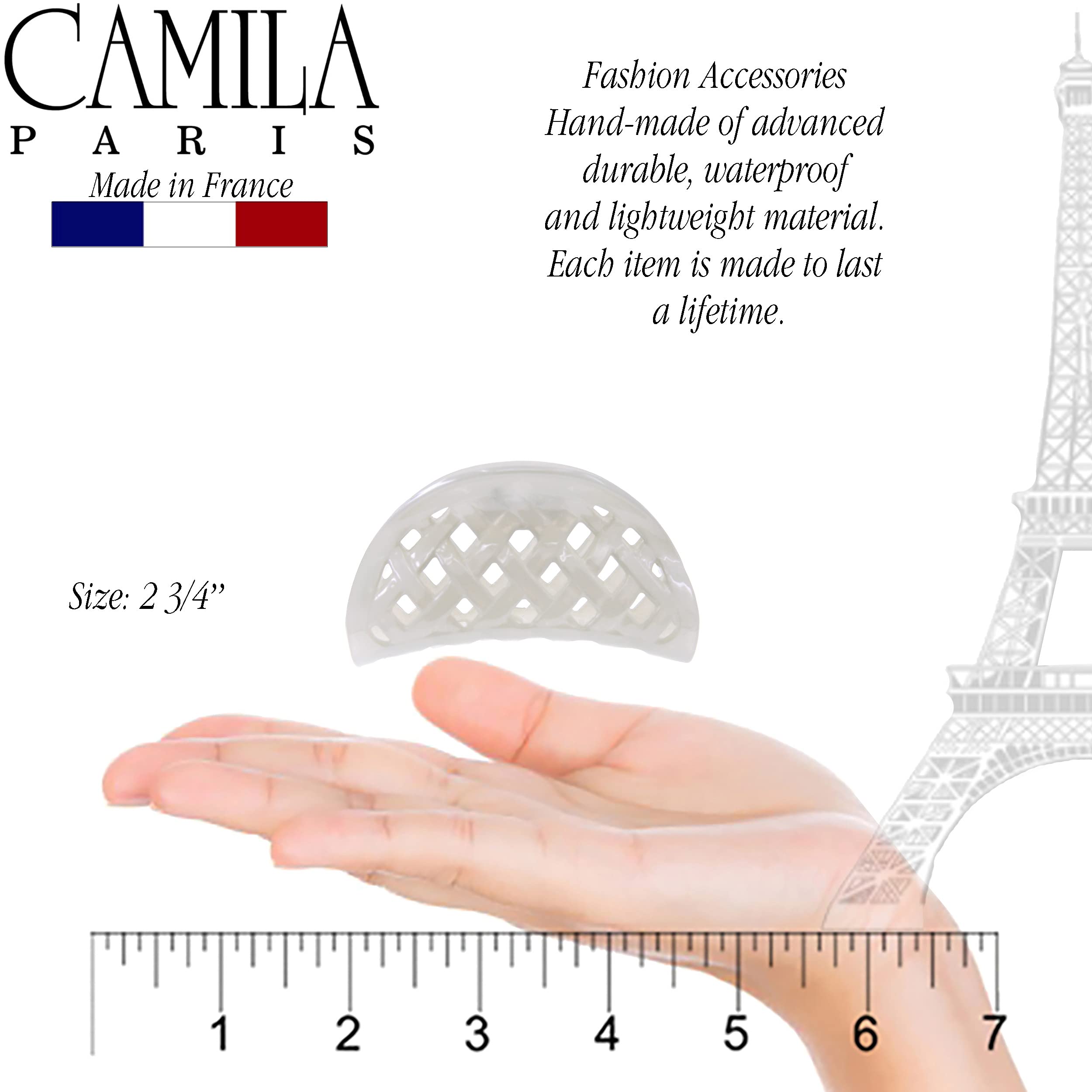 Camila Paris CP3206 French Hair Claw Clip for Women - 2.75 Inch No Pull Hair Clip for Thick Hair, Durable Styling Hair Accessories for Girls & Women | Perfect for Updos, Ponytails & Everyday Wear | Made in France