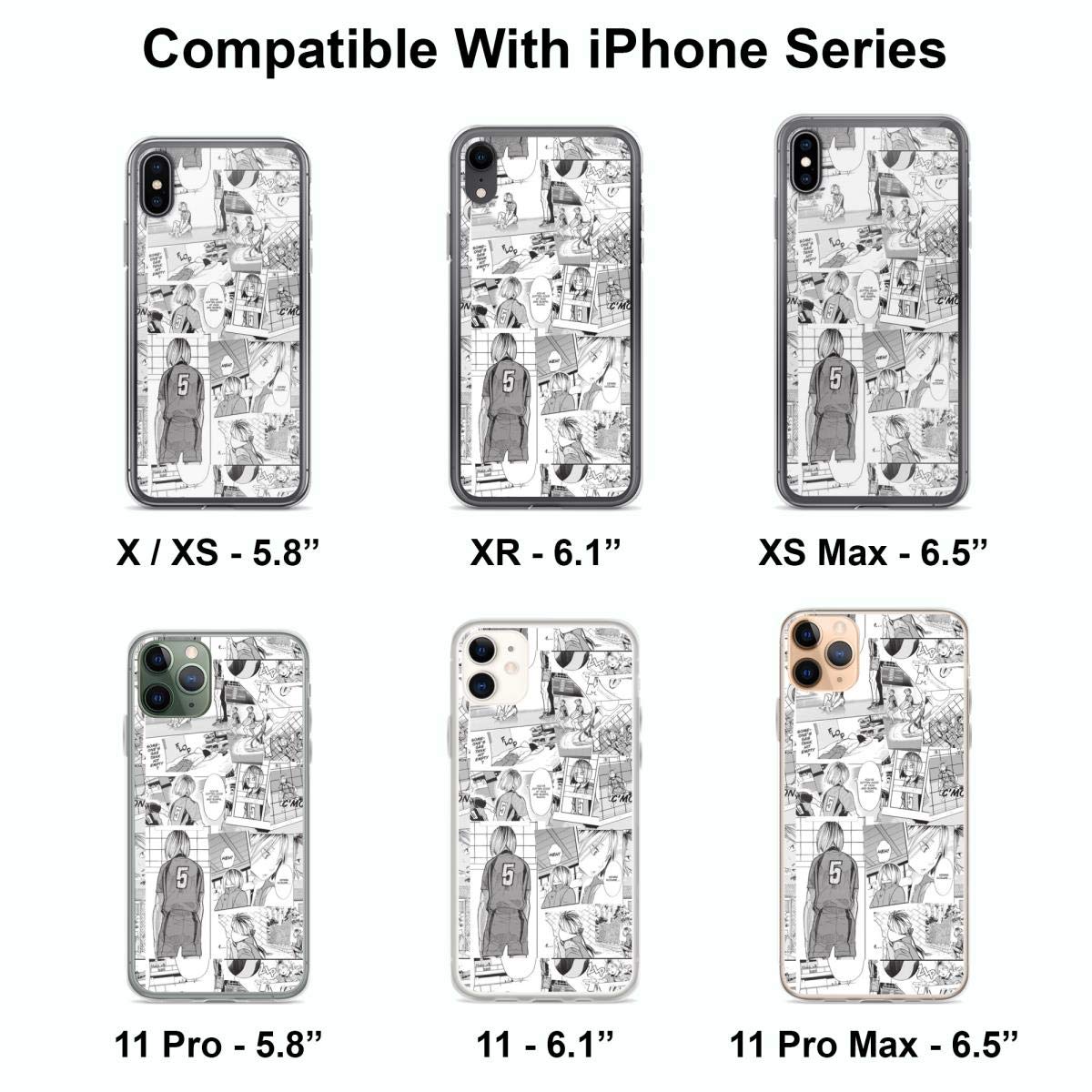 Kenma Kozume Anime Collage Clear Phone Case for iPhone 15 14 13 12 11 X Xs XR 8 7 6 6s Plus Pro Max - Cute Japanese Haikyuu Character Protective Cover - Perfect for School, Work & Anime Fans
