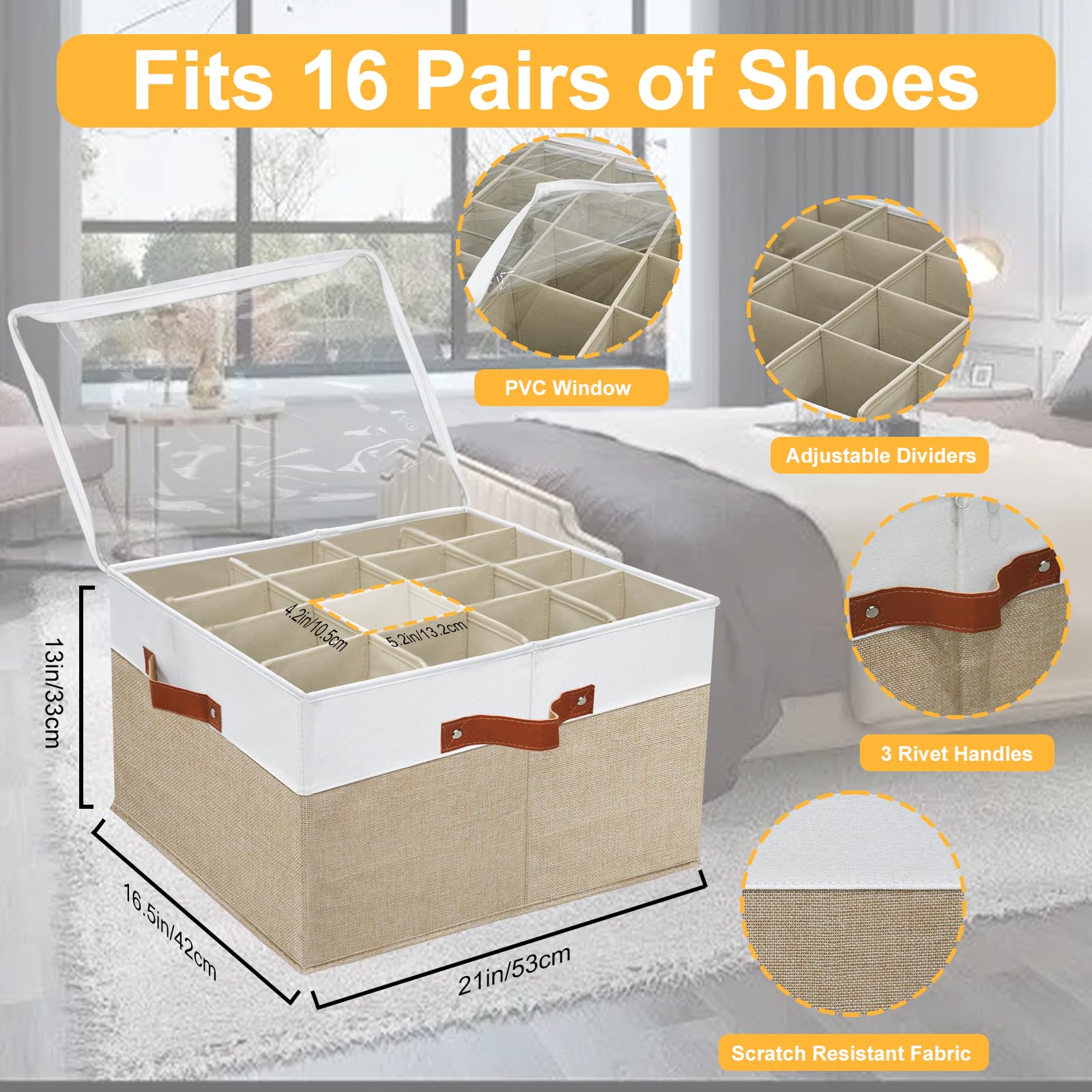 2-Pack Stackable Shoe Storage Organizer with Clear Cover - Foldable Shoe Box for Closet & Entryway, Cube Storage Cabinet, Shoe Rack Organizer (Brown) | Perfect for Small Spaces, Apartment Organization & Shoe Display