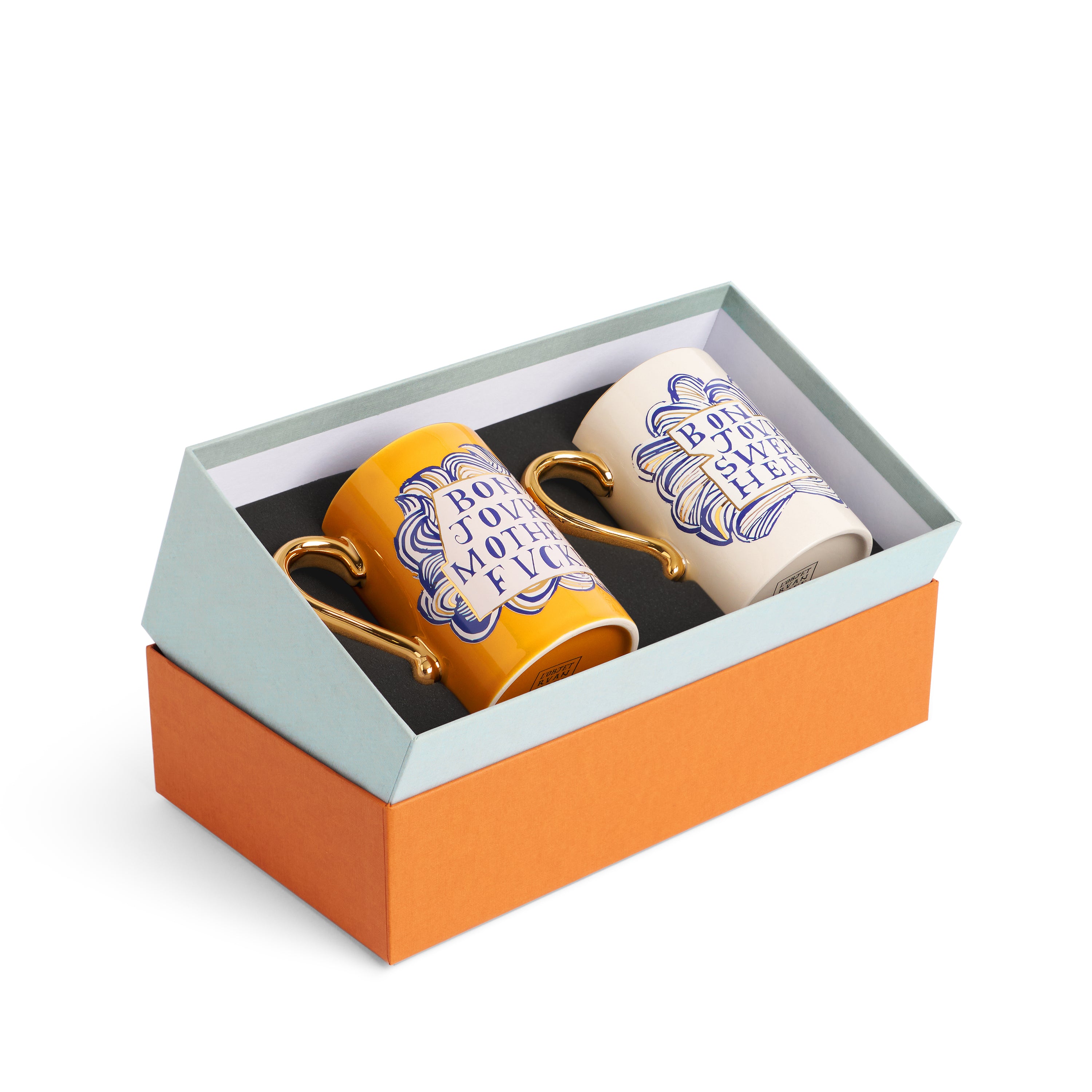 Ruan Hoffmann Sweetheart & Mother Fucker Ceramic Mug Set (2-Pack) - Perfect for Coffee, Tea & Unique Gift Giving