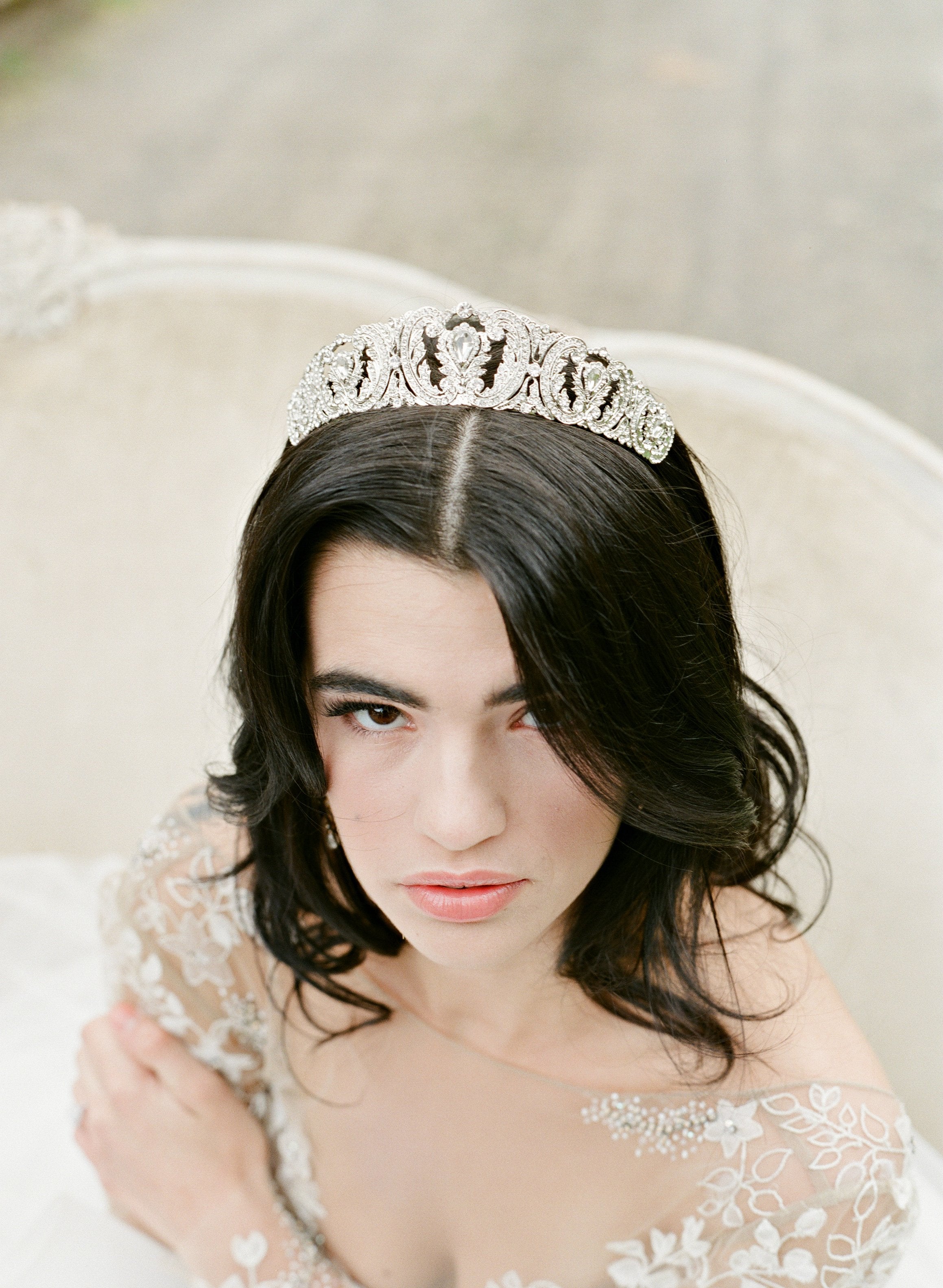 WHITMORE Silver Crystal Bridal Tiara - Elegant Wedding Crown for Bride, Princess, Prom & Special Occasions | Sparkling Rhinestone Headpiece for Bridal Accessories & Formal Events
