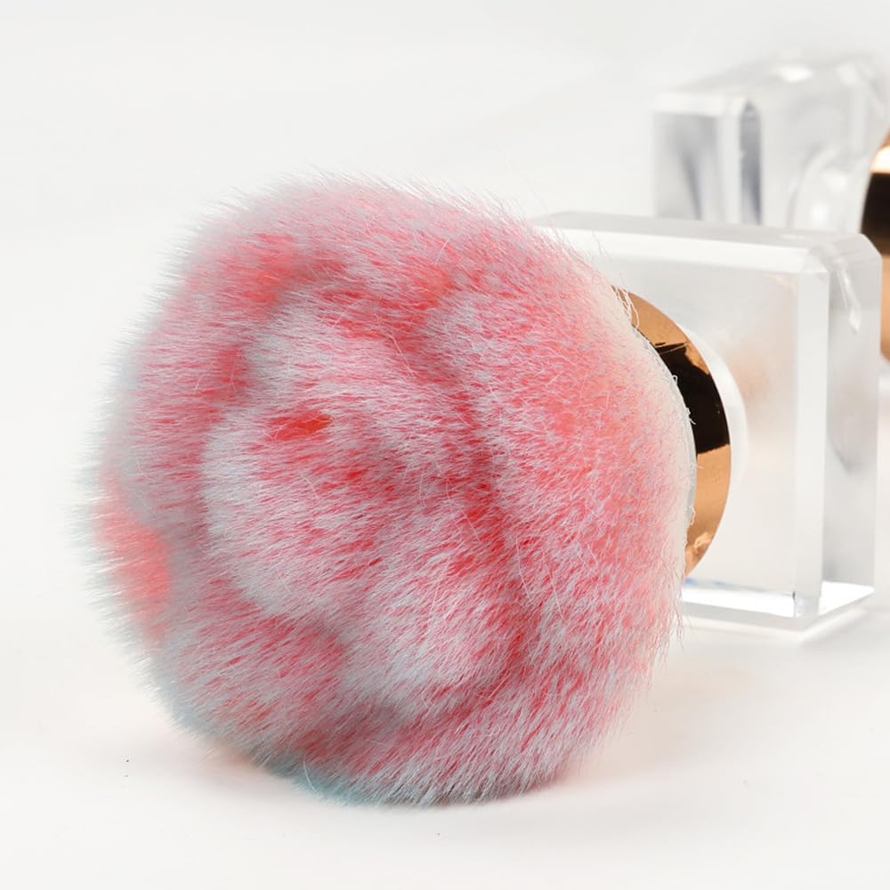 Acrylic Nail Dust Brush - Pink Rose Soft Kabuki for Nail Art & Makeup | Manicure & Powder Removal Tool