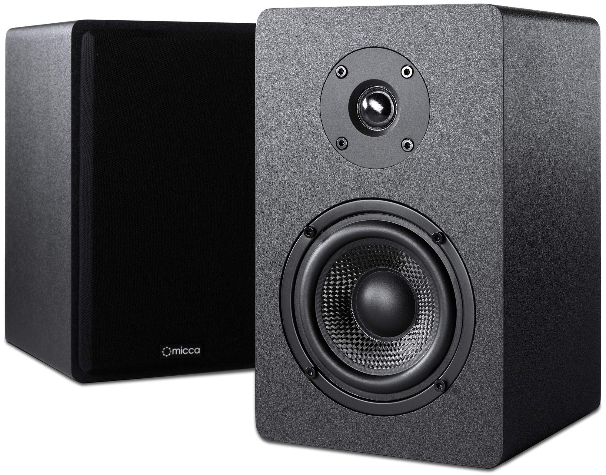 Micca PB42X 30W RMS Powered Bookshelf Speakers - Active 2-Way Near Field Studio Monitor Pair (Black) | Perfect for Home Audio, Gaming & Music Production