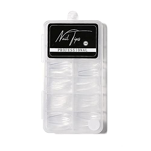 Ankeer 100PCS Clear Acrylic Nail Tips - Full & Half Cover Fake Nails, Coffin & Ballerina Shape Artificial Nails for Salon & DIY Nail Art (10 Sizes) - Perfect for Manicures, Parties, Weddings & Special Occasions