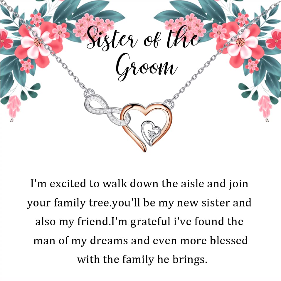 FOTAP Double Heart Pendant Necklace - Elegant Sister of the Groom Gift, Wedding Jewelry for Future Sister-in-Law, Bridal Party Present - Perfect for Wedding Day, Rehearsal Dinner & Special Occasions