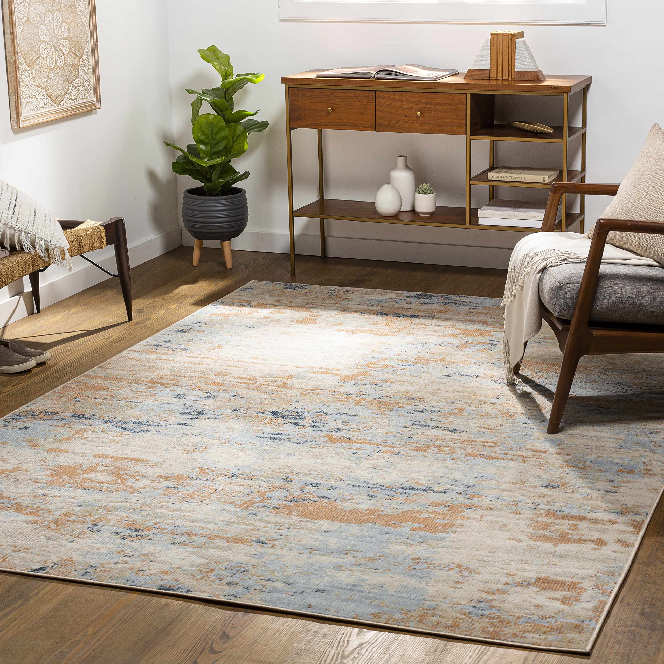 Modern Hauteloom Bagulin Area Rug for Living Room & Bedroom - Soft Gray & Brown - 7'10
