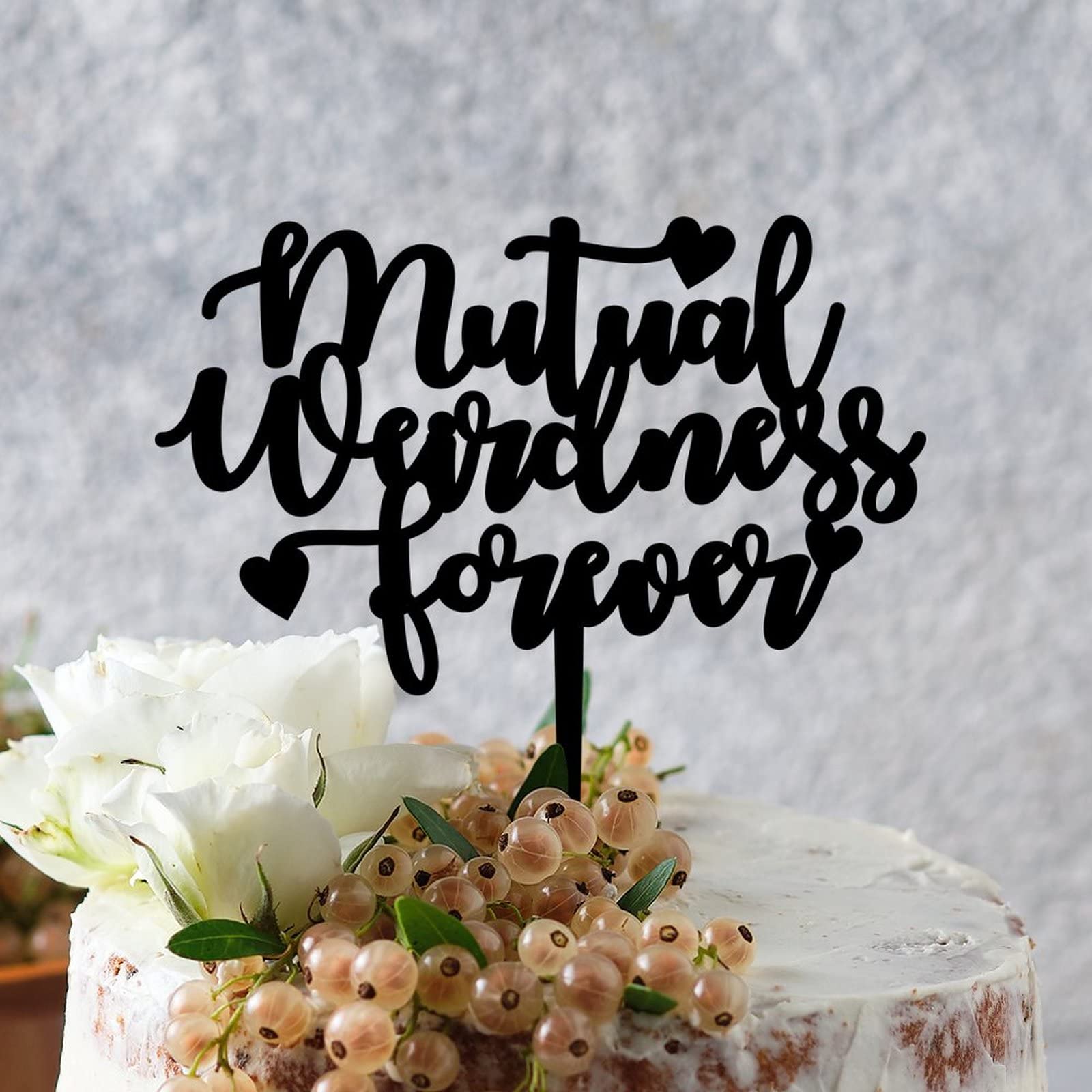 Mutual Weirdness Forever Acrylic Wedding Cake Topper - Mr & Mrs Bride and Groom Cake Decoration - Elegant Black Couple Cake Topper for Wedding Anniversary Gift | Perfect for Wedding Cakes, Anniversary Celebrations, and Romantic Couple Gifts