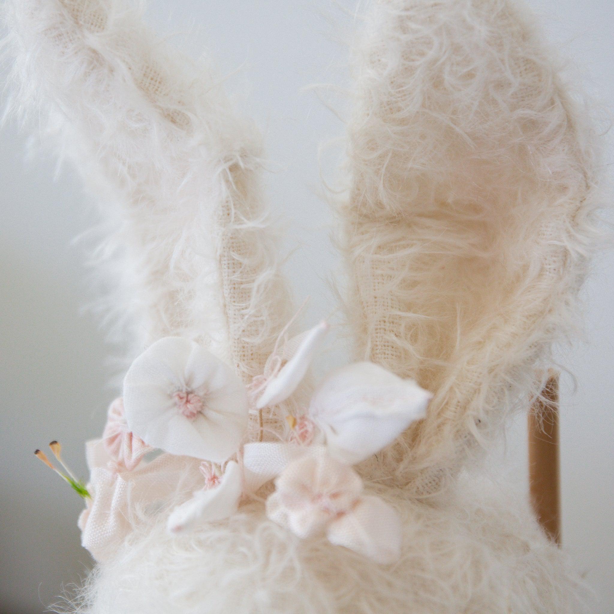 Hutch Studio Mohair Friends Peaceful Peace Lily Bunny - Soft Plush Toy for Kids, Nursery Decor, Gift for Baby Showers & Easter Celebrations