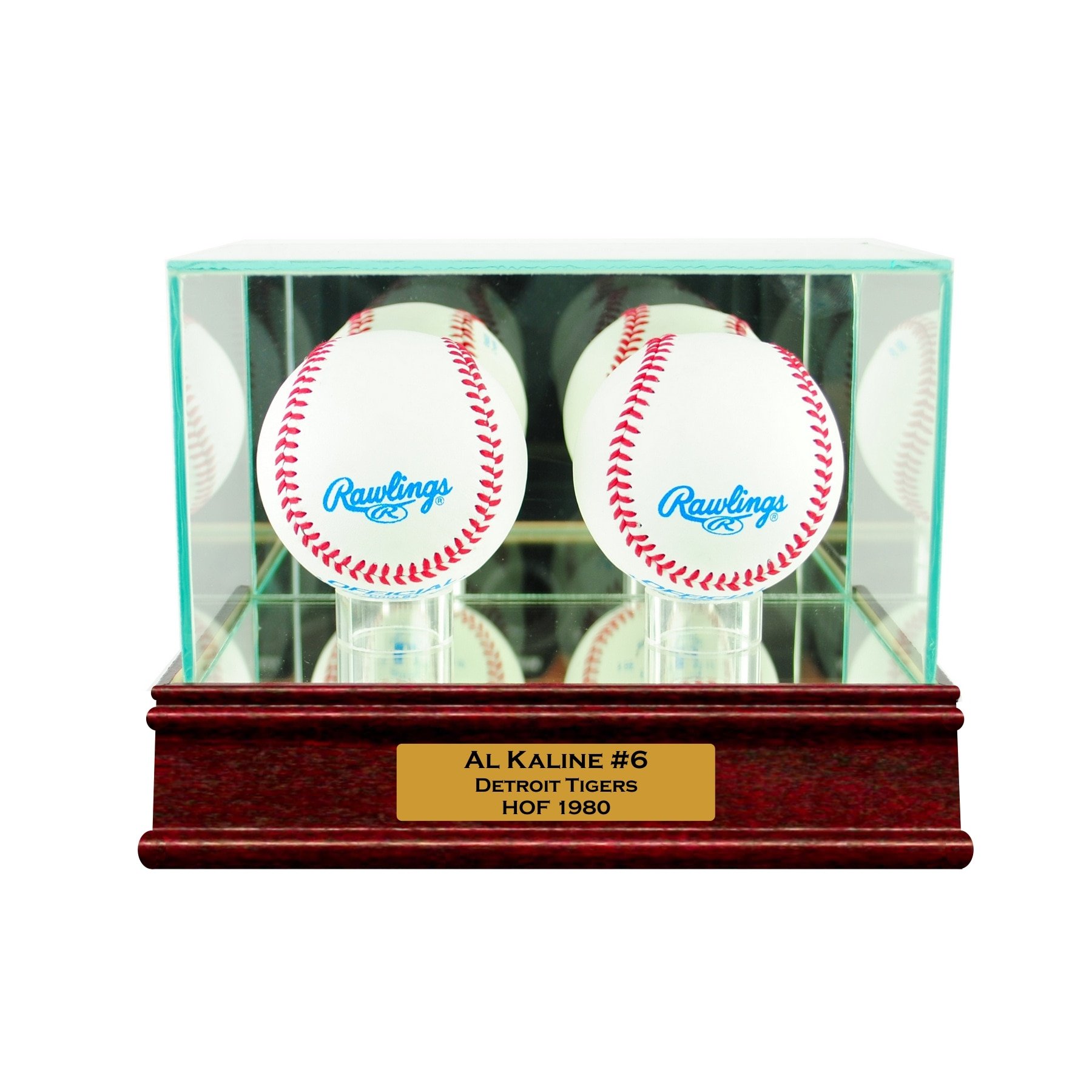 Premium Double Baseball Display Case with Engraving & UV Protection Glass (99% Block) - Perfect for Showcasing Autographed Baseballs in Home, Office or Sports Memorabilia Collections