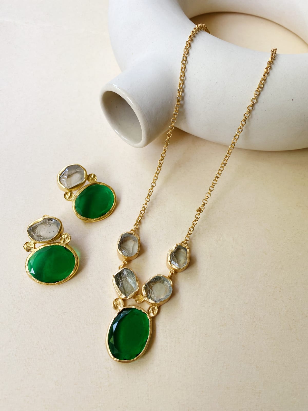 Wear Pray Love Set – Green Quartz & Green Amethyst Jewelry for Women | Spiritual Healing, Meditation & Everyday Elegance