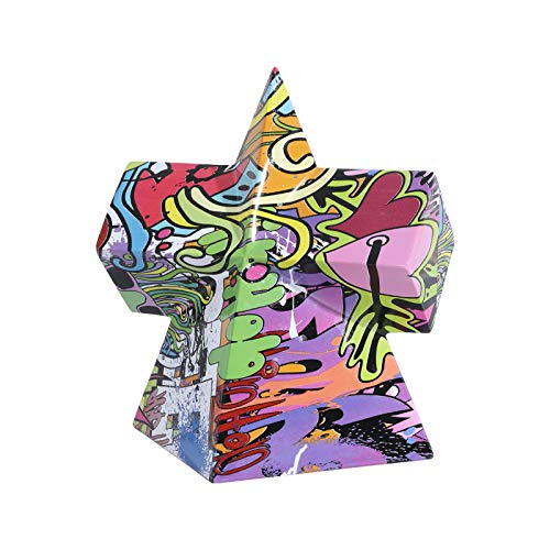 TOMYEUS Geometric Resin Art Statue - 3D Rectangular Home Decor Figurine for Living Room & Bedroom (18.5x18.5x21.5cm, Color RB) | Modern Office Desk Decorations, Housewarming Gift & Feng Shui Decor