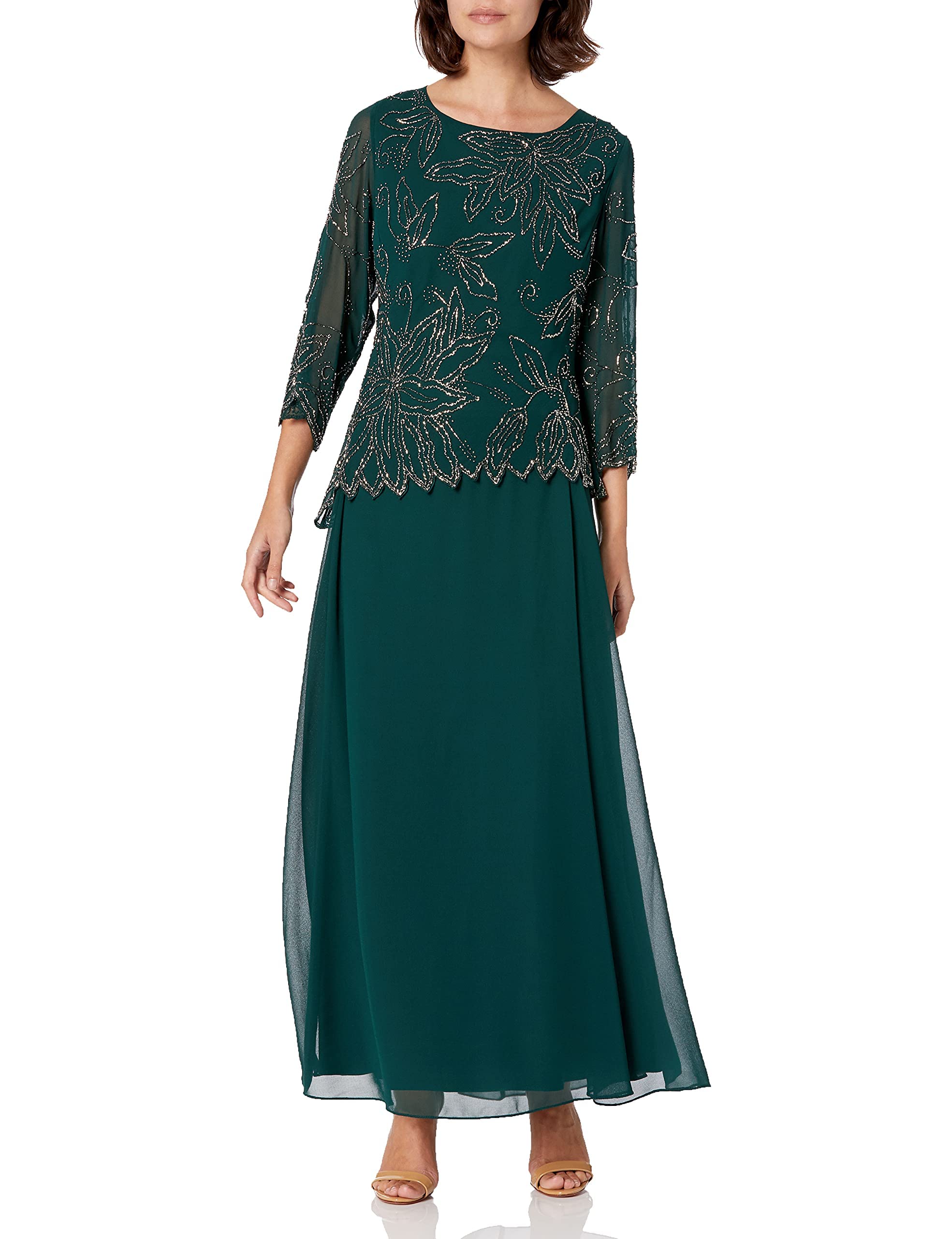 J Kara Women's Asymmetrical Beaded Dress with BOAD Neckline - Elegant Party & Evening Wear for Special Occasions