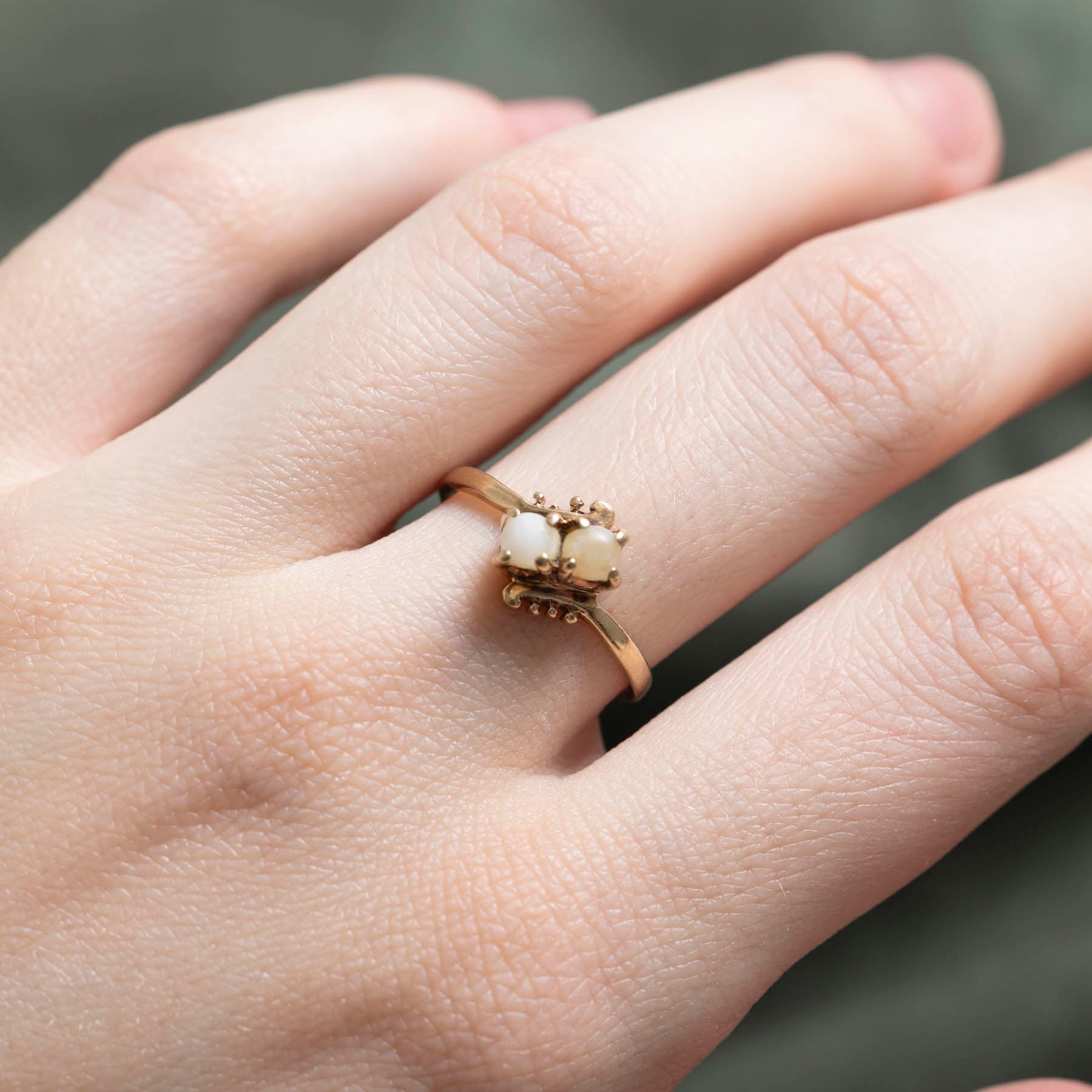 Toi et Moi Pearl Ring for Women - Size 7 | Elegant Two-Stone Engagement Promise Ring | Perfect for Anniversaries, Proposals & Special Occasions