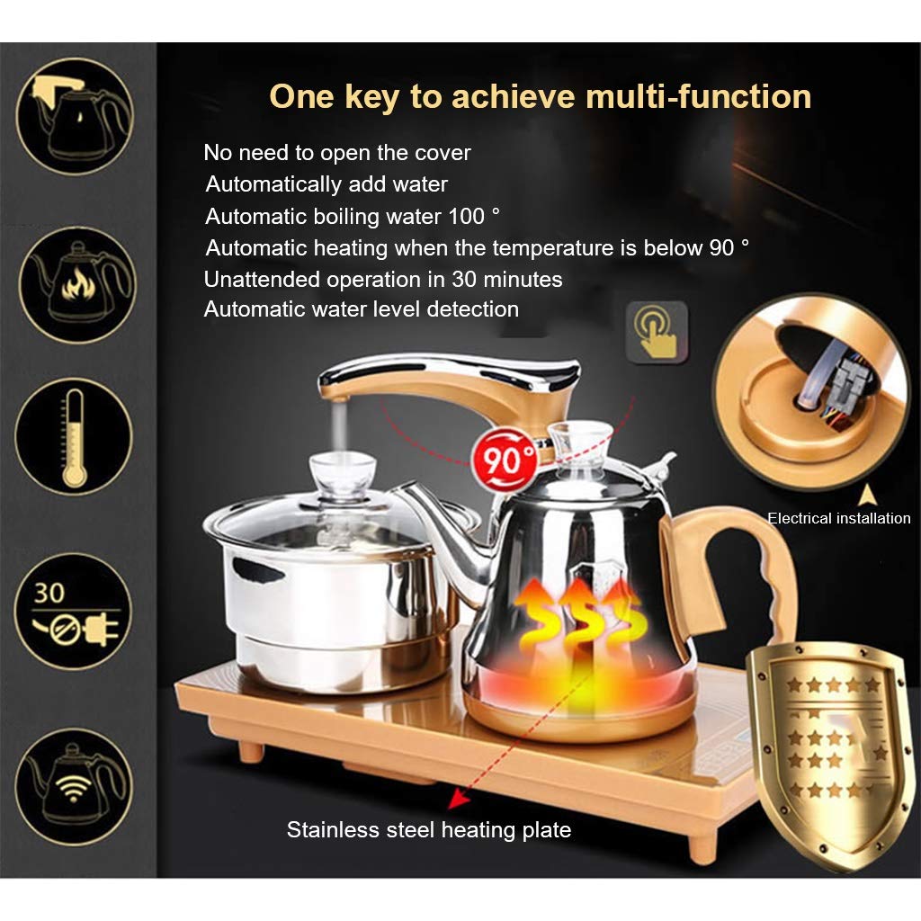 Premium Chinese Porcelain Kung Fu Tea Tray Set - Automatic Water Heater with Tea Cups & Bowls - Complete Tea Ceremony Kit for Home & Office Use - Perfect for Traditional Tea Brewing, Meditation & Relaxation (Color: A)