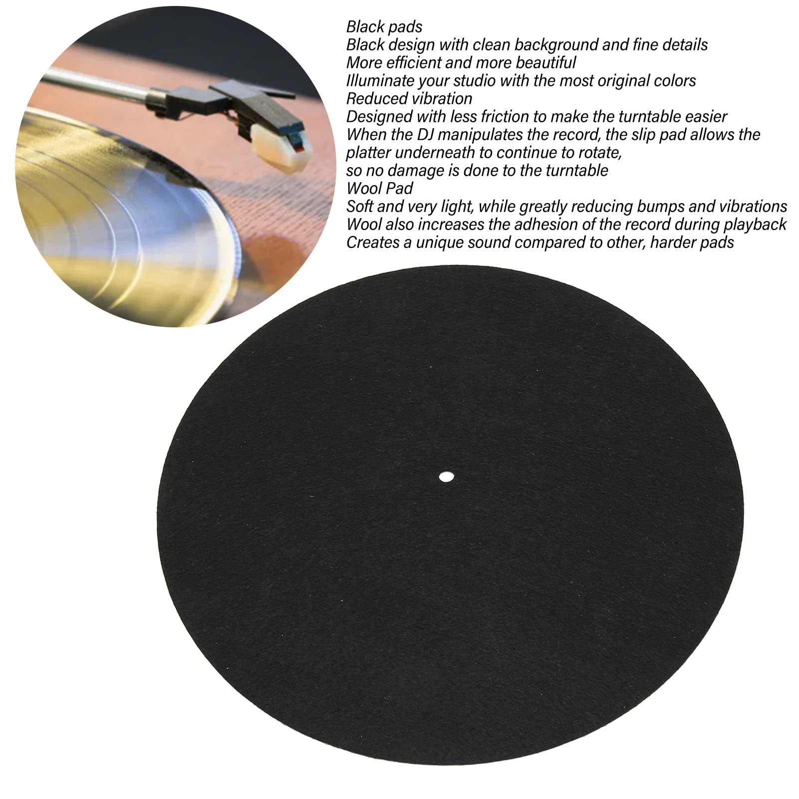 Premium Anti-Vibration Turntable Slip Mat - Universal Non-Slip Wool Felt Platter Mat for LP Record Players (Black) | Perfect for DJs, Vinyl Enthusiasts & Home Audio Setups