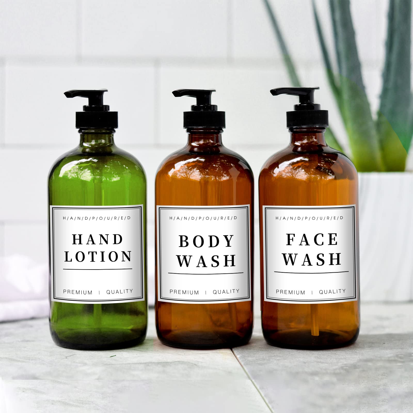 36PCS Waterproof Removable Labels for Bottles - Hand Soap, Lotion, Shampoo & Conditioner Dispenser Stickers - Bathroom & Kitchen Organization for Glass/Plastic Containers - Perfect for Home, Office & Travel Use