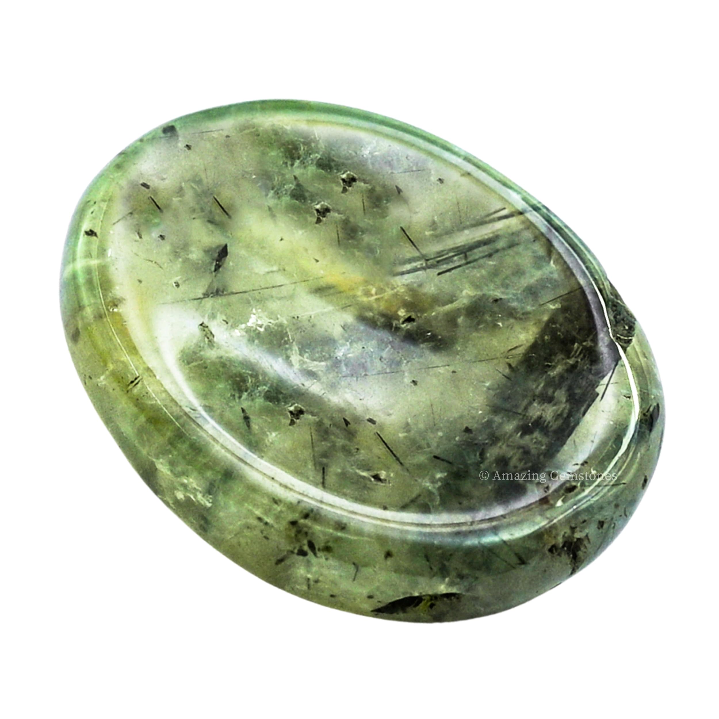 Prehnite Worry Stone & Healing Crystals for Stress Relief - Natural Meditation Stones for Anxiety, Calming & Relaxation - Unique Gifts for Women & Men - Perfect for Meditation, Yoga, Office Desk & Travel Stress Relief