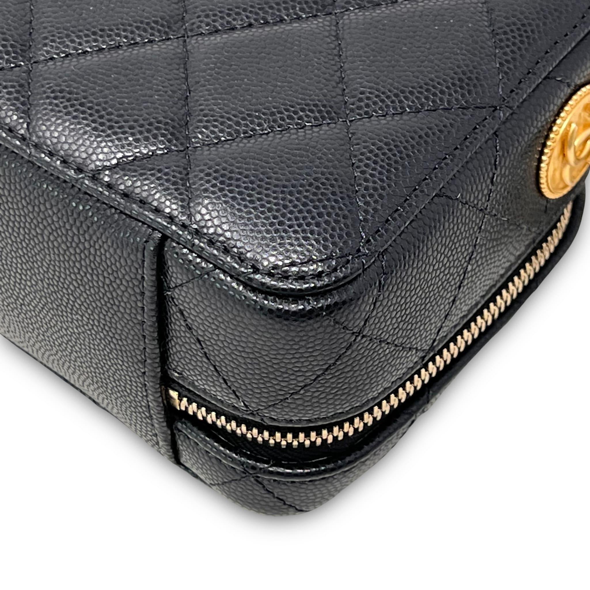 Chanel Black Caviar Leather Twist Your Buttons Camera Crossbody Bag - Perfect for Date Night & Evening Events