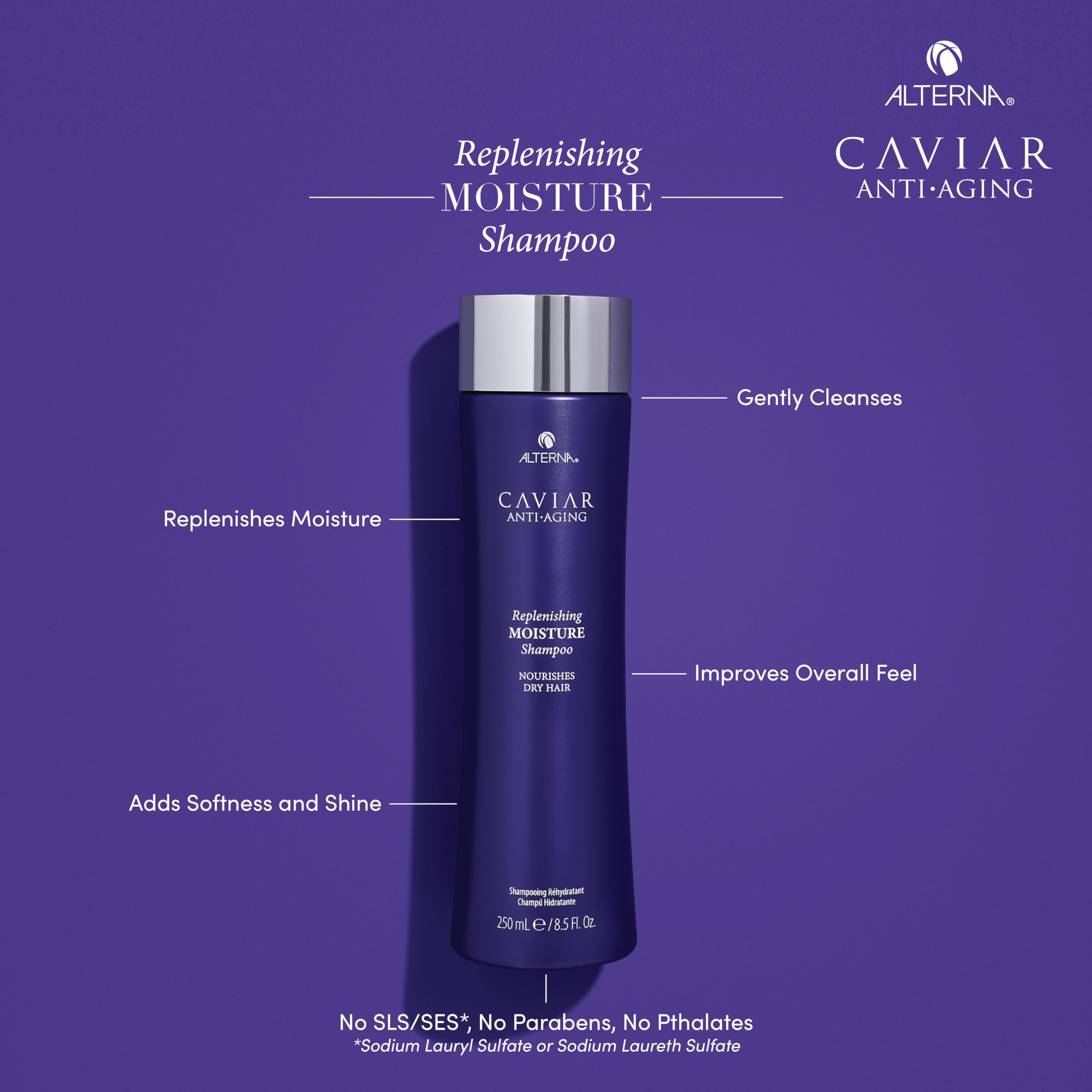 Alterna Haircare CAVIAR Anti-Aging Replenishing Moisture Shampoo & Conditioner Set - 16.5 Fl Oz | Sulfate-Free Formula for Hydration & Restoration | Perfect for Dry, Damaged Hair - Salon Quality Hair Care for Women & Men