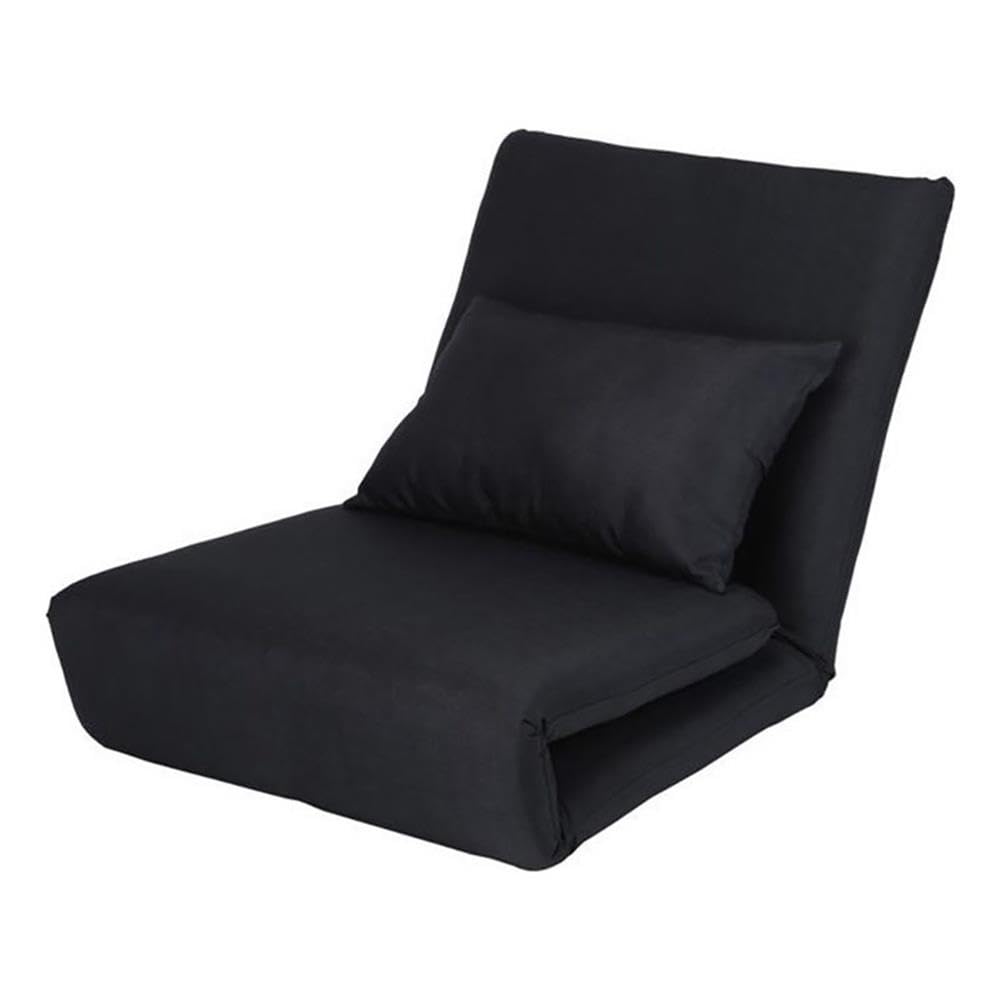 Relaxie Floor Chair - Black Linen Sleeper Sofa for Dorm, Bedroom & Living Room | Foldable Lounger for Reading, Gaming & TV Watching