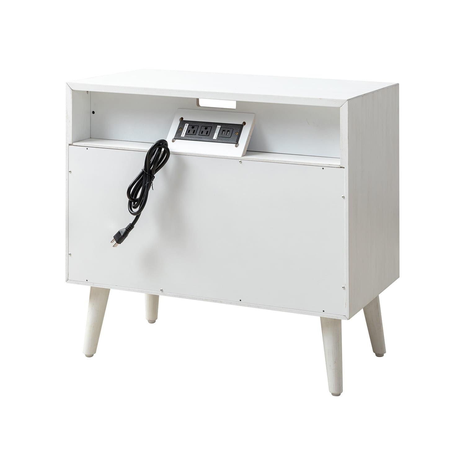 Mid Century Modern Nightstand with 2 Drawers & Built-in USB Outlets - Stylish Bedside Table for Bedroom, Living Room, or Office