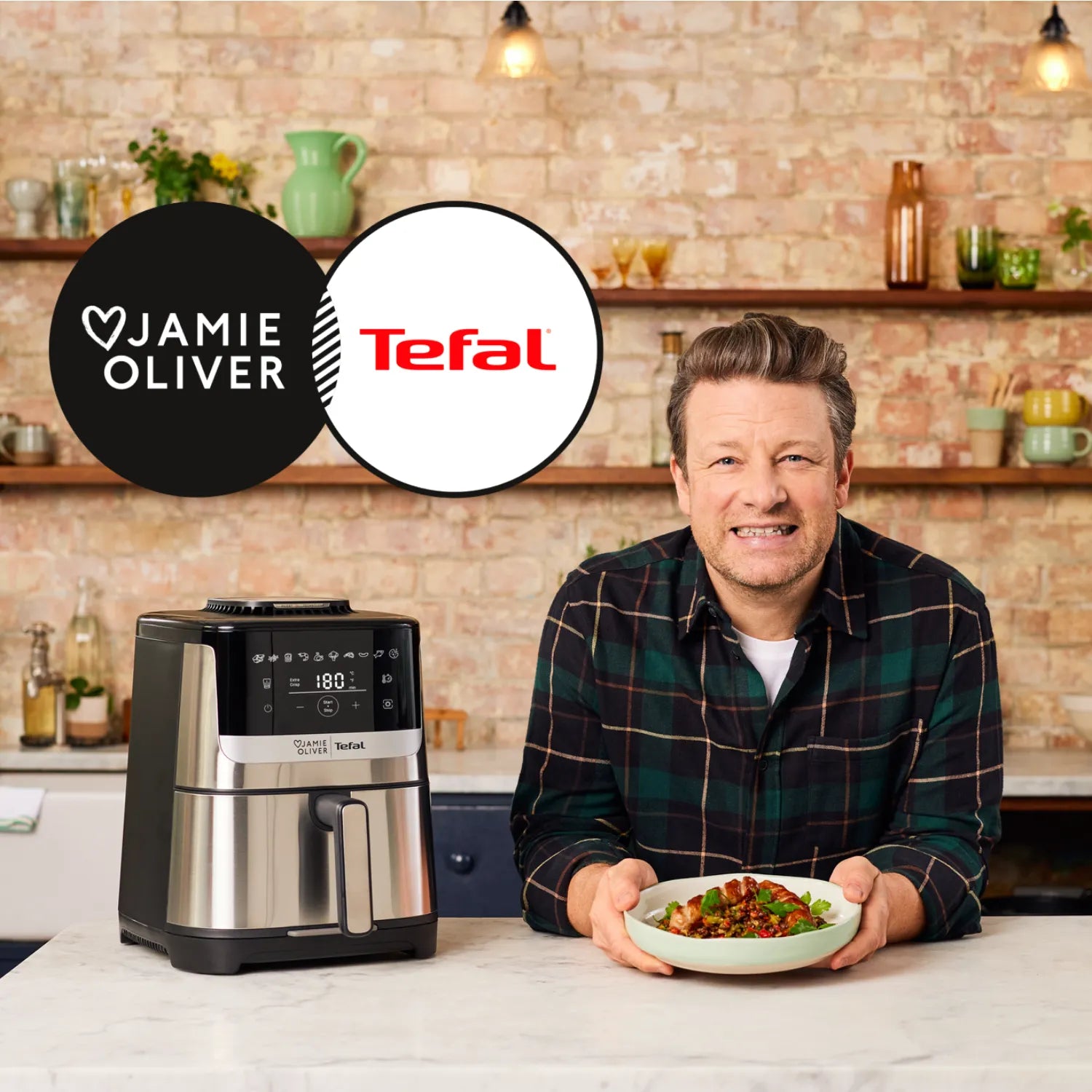 Tefal EY55JD Jamie Oliver Quiet & Easy Air Fryer – Healthy Oil-Free Cooking for Family Meals, Snacks & Quick Dinners