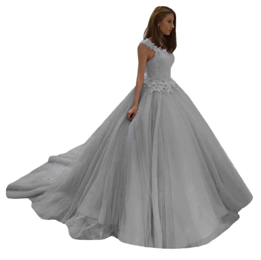 Elegant Youjiayi Women's Scoop Neck Ball Gown - Long Tulle Lace Quinceañera & Sweet 16 Princess Dress (Style YJY33) | Perfect for Formal Dances, Proms, and Special Occasions