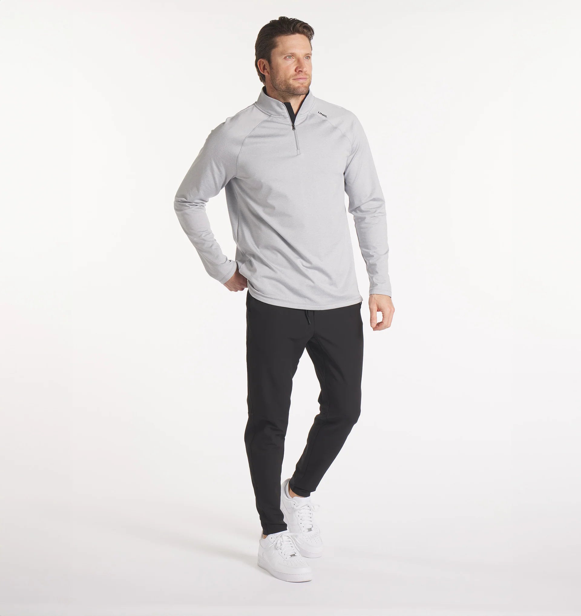 Men's Interlock Quarter Zip Pullover Sweatshirt - Heather Gray - Lightweight & Comfortable for Casual Wear, Workout & Outdoor Activities