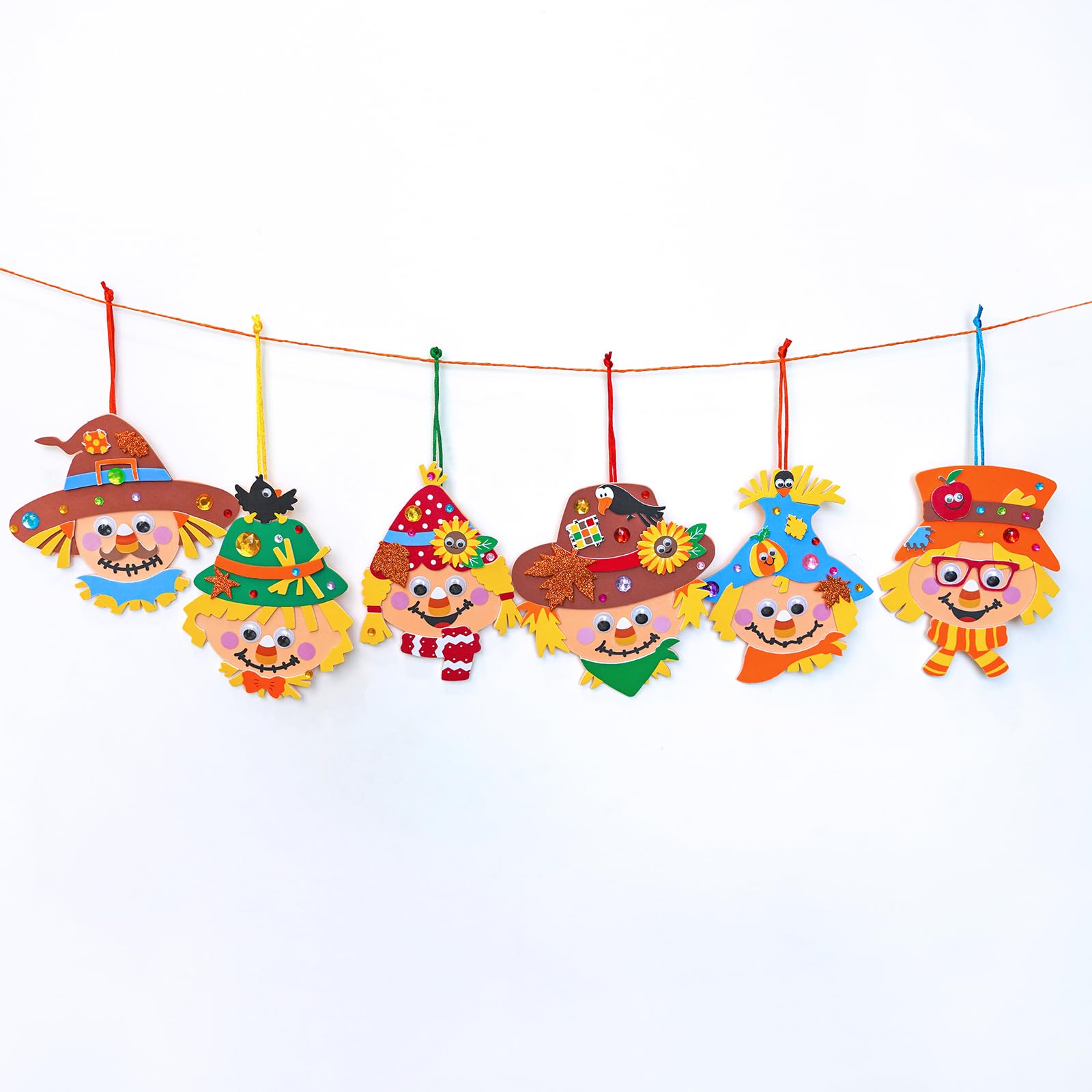 Winlyn 24 Sets Fall Craft Kits - Autumn Scarecrow & Pumpkin Foam Stickers for Kids - DIY Harvest Arts & Crafts for Classroom Activities, Holiday Party Favors - Perfect for Thanksgiving Decor & Seasonal DIY Projects