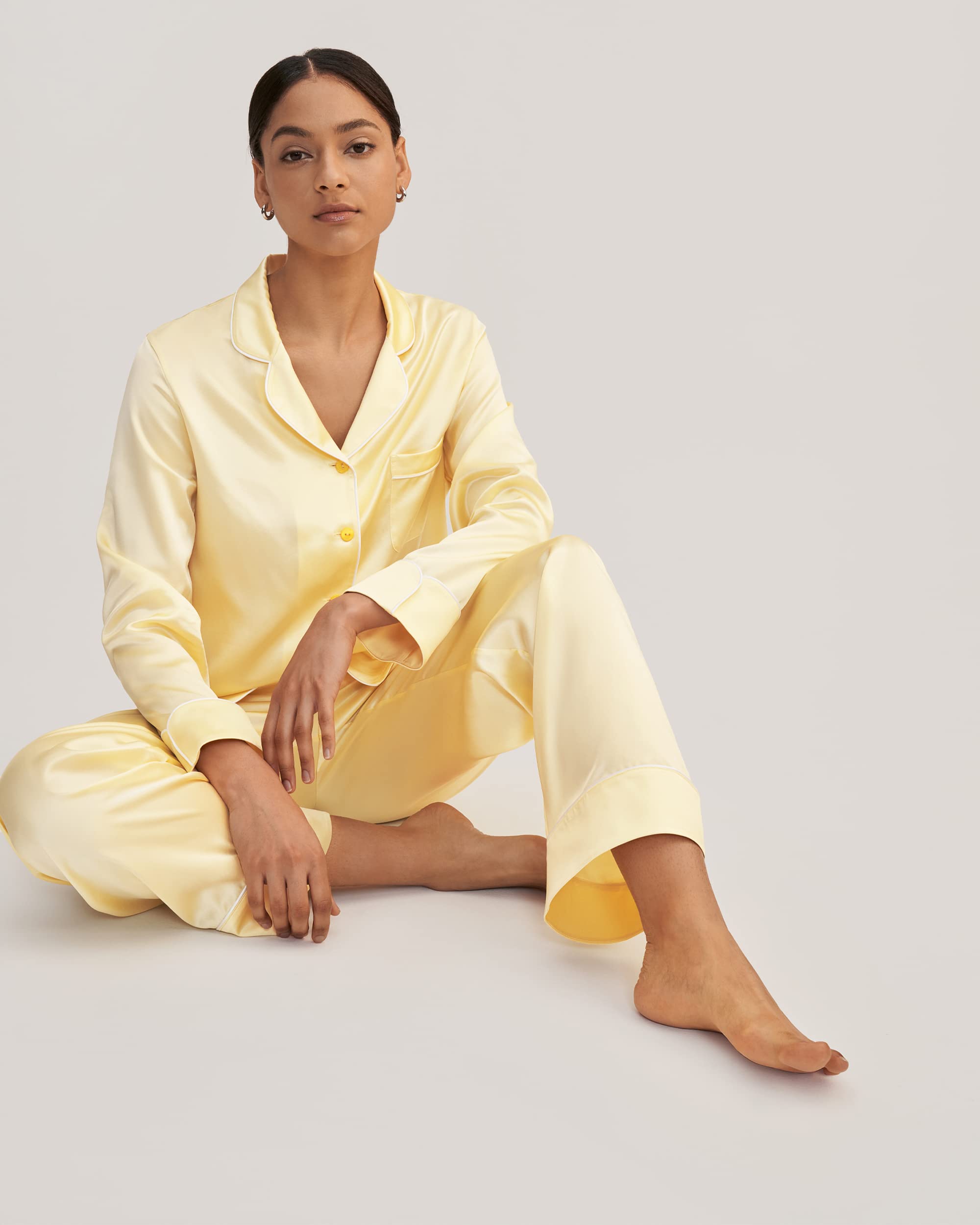 Luxury 22 Momme Natural Golden Cocoon Silk Pajama Set for Women - Soft 2-Piece Sleepwear for Comfortable Nights & Relaxing Evenings - Perfect Gift for Mother's Day & Anniversary