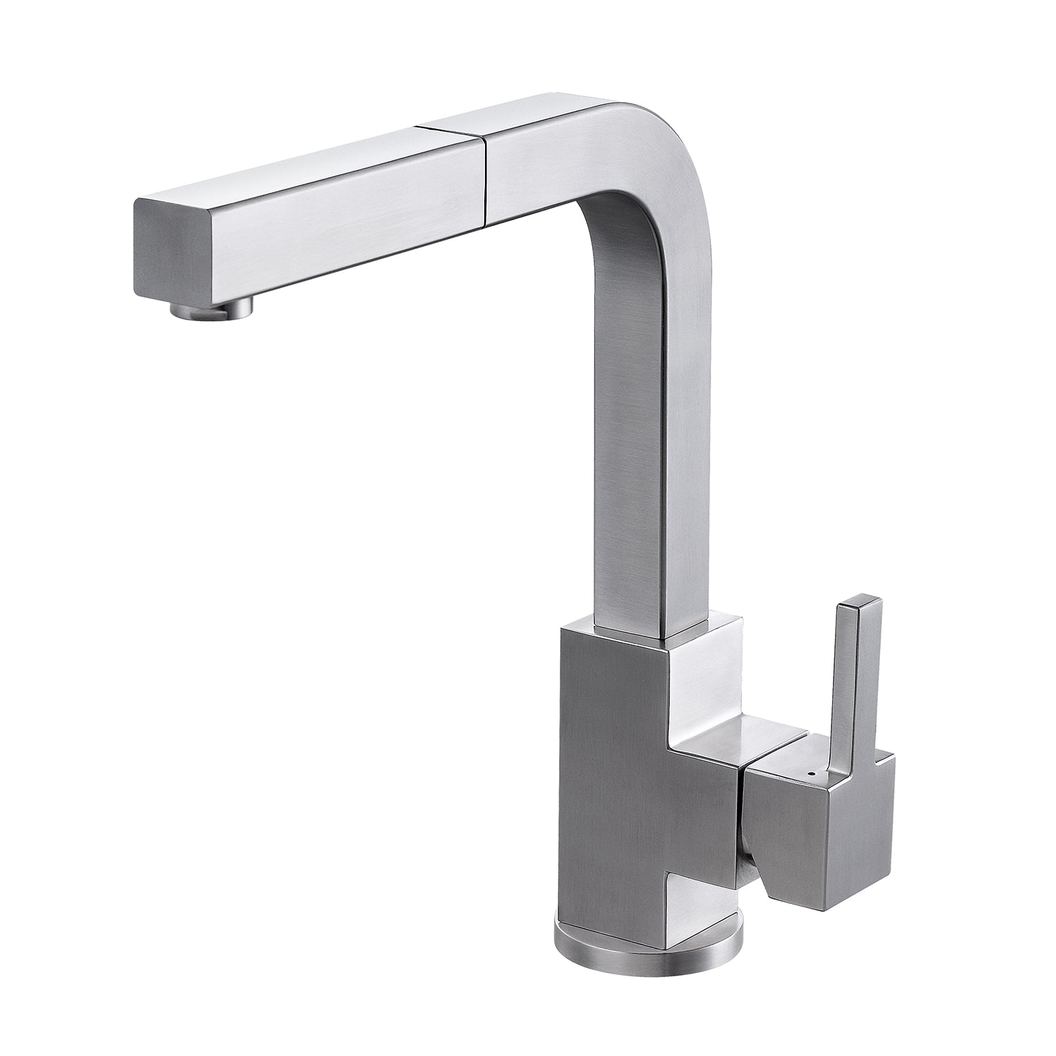 DAX 12072 BN Single Handle Pull Down Kitchen Faucet in Brushed Nickel - High Arc Sprayer for Modern Sink, Dishwashing & Cooking Tasks
