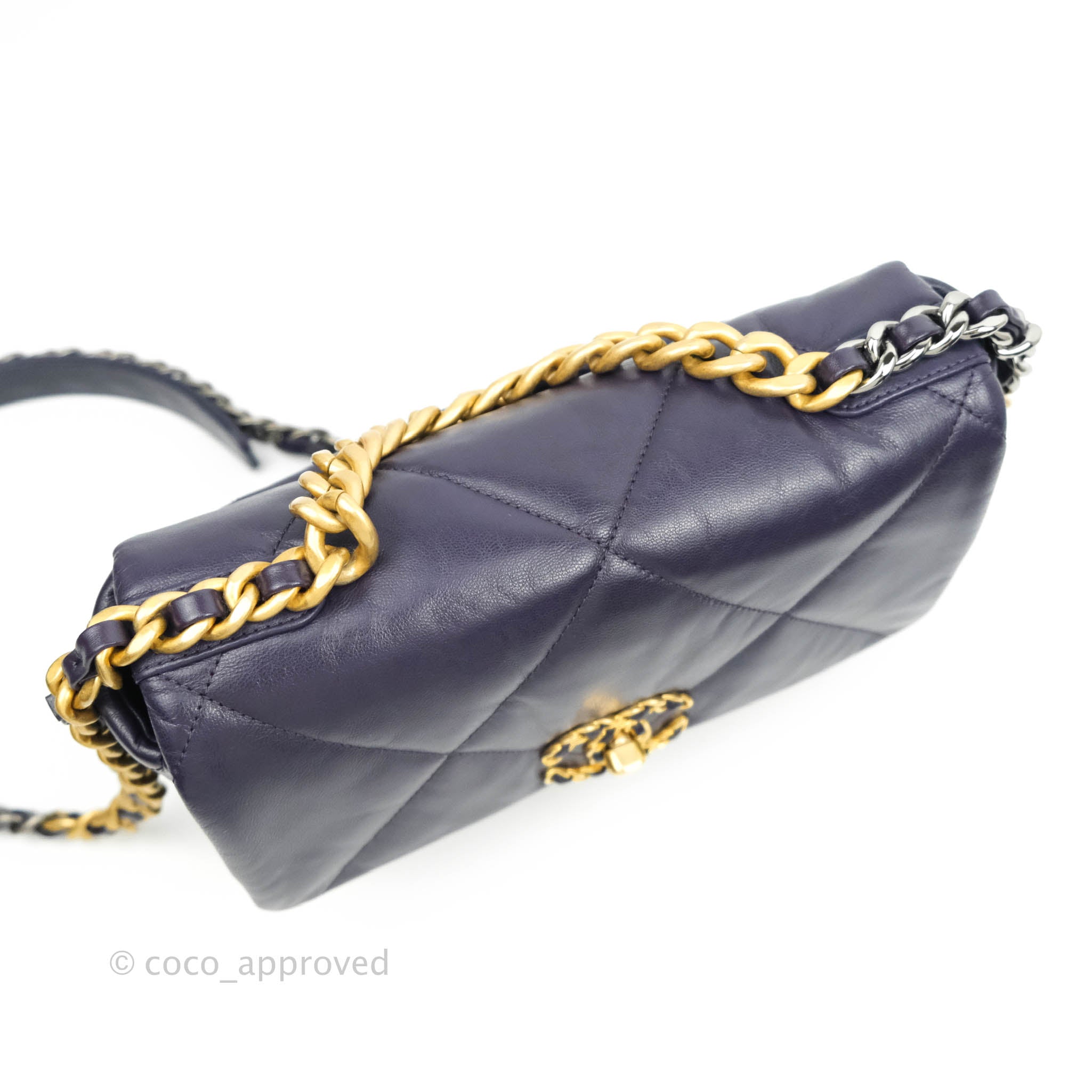 Chanel 19 Small Handbag in Dark Purple with Mixed Hardware - Luxury Crossbody Bag for Women, Perfect for Evening Events & Date Nights