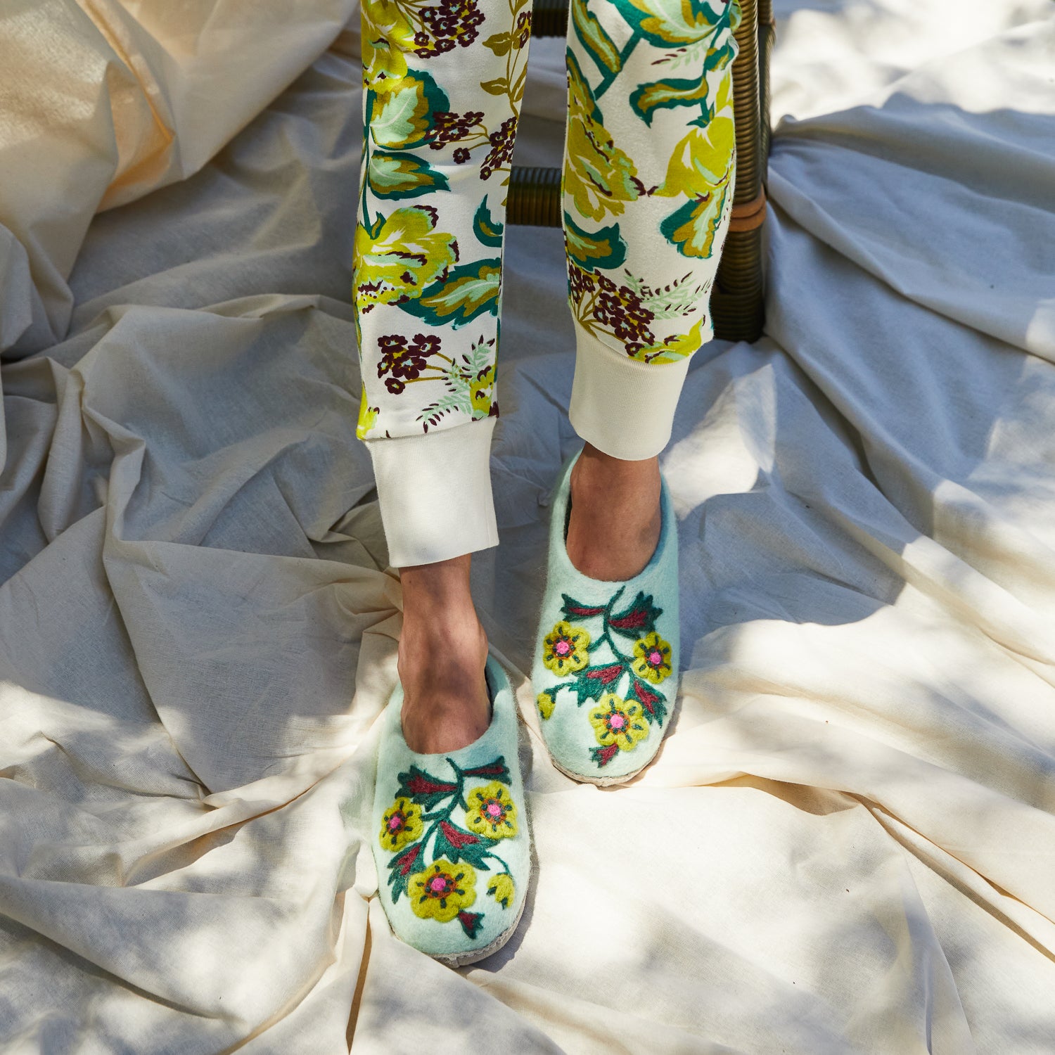 Marie Felt Slippers for Women - Soft & Comfortable Jade Green House Shoes - Perfect for Indoor Relaxation, Spa Days & Cozy Home Wear