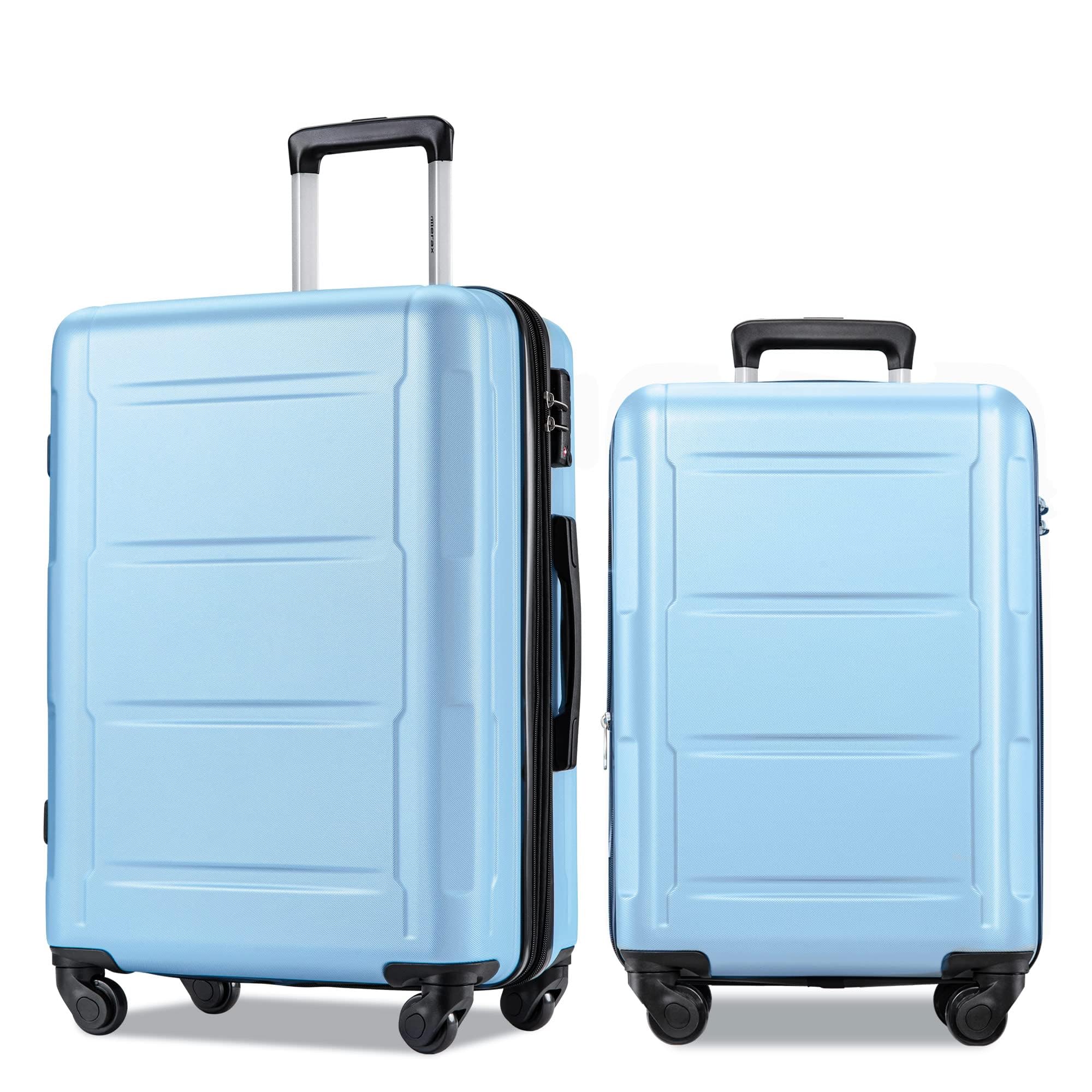 Merax 2-Piece Hard Shell Spinner Luggage Set - Expandable Carry-On Suitcase with 360° Wheels (Baby Blue, 20