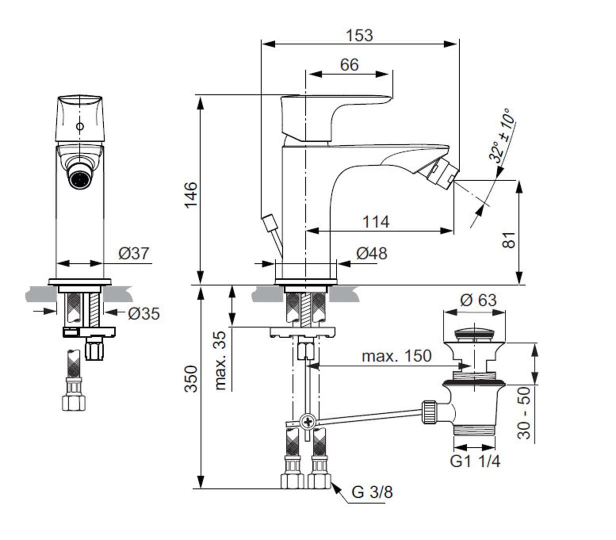 Ideal Standard A7030AA Chrome Bidet Faucet - Modern Bathroom Fixture for Hygiene & Comfort