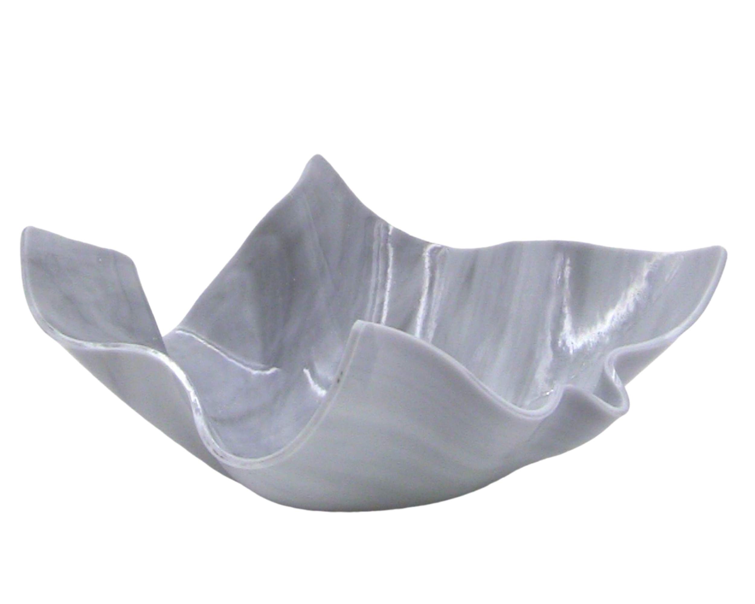 Elegant Gray White Opal Glass Vases & Dishes Set - Home Decor Centerpiece for Wedding, Dining Table, and Living Room Decor
