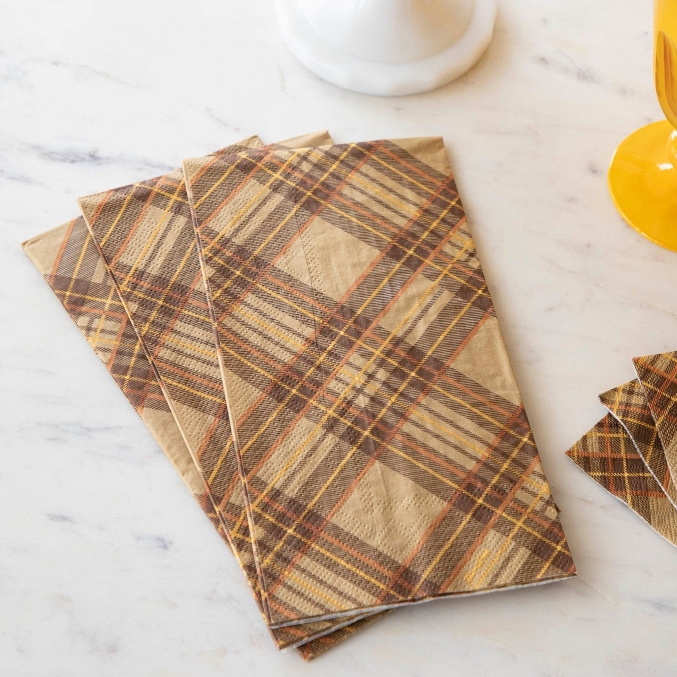 Autumn Plaid Guest Napkins - Premium Cotton Cloth Napkins for Fall Dinner Parties, Thanksgiving, and Holiday Gatherings