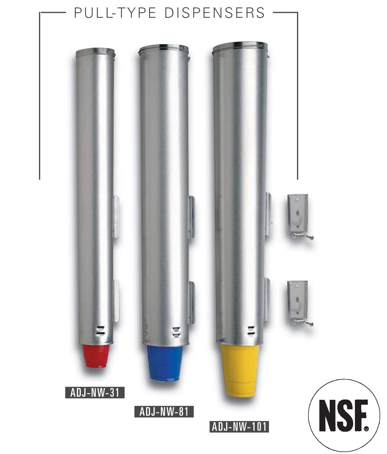 Dispense-Rite ADJ-NW-31 Stainless Steel Gravity-Feed Cup Dispenser - Surface Mount for 2-7/8