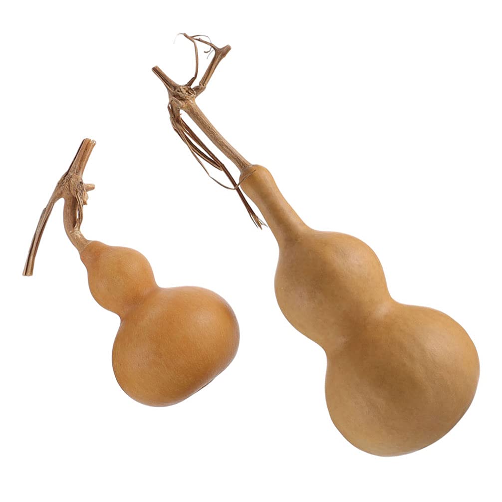 2Pcs Wooden Gourd Feng Shui Sculptures - Hand Carved Wu Wood Statues for Office Desk Decor, Car Dashboard, Home Table Centerpiece & DIY Crafts | Spiritual Decorations for Wealth & Harmony