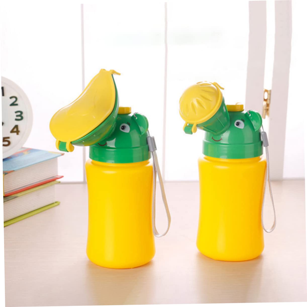 Wakauto 2-Pack Portable Urinal for Men - Leak-Proof Travel Toilet for Cars, Camping & Emergencies - Yellow PP Plastic Potty Training Solution