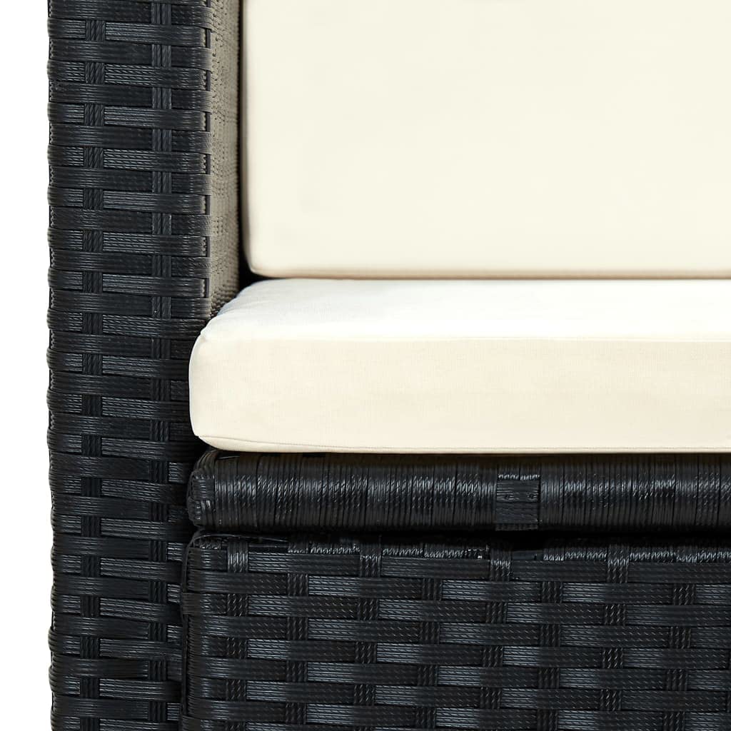 All-Weather 2-Seater PE Rattan Patio Sofa with Cushions - Outdoor Conversation Set for Garden, Terrace & Lawn - Black Wicker Furniture for Relaxing & Entertaining