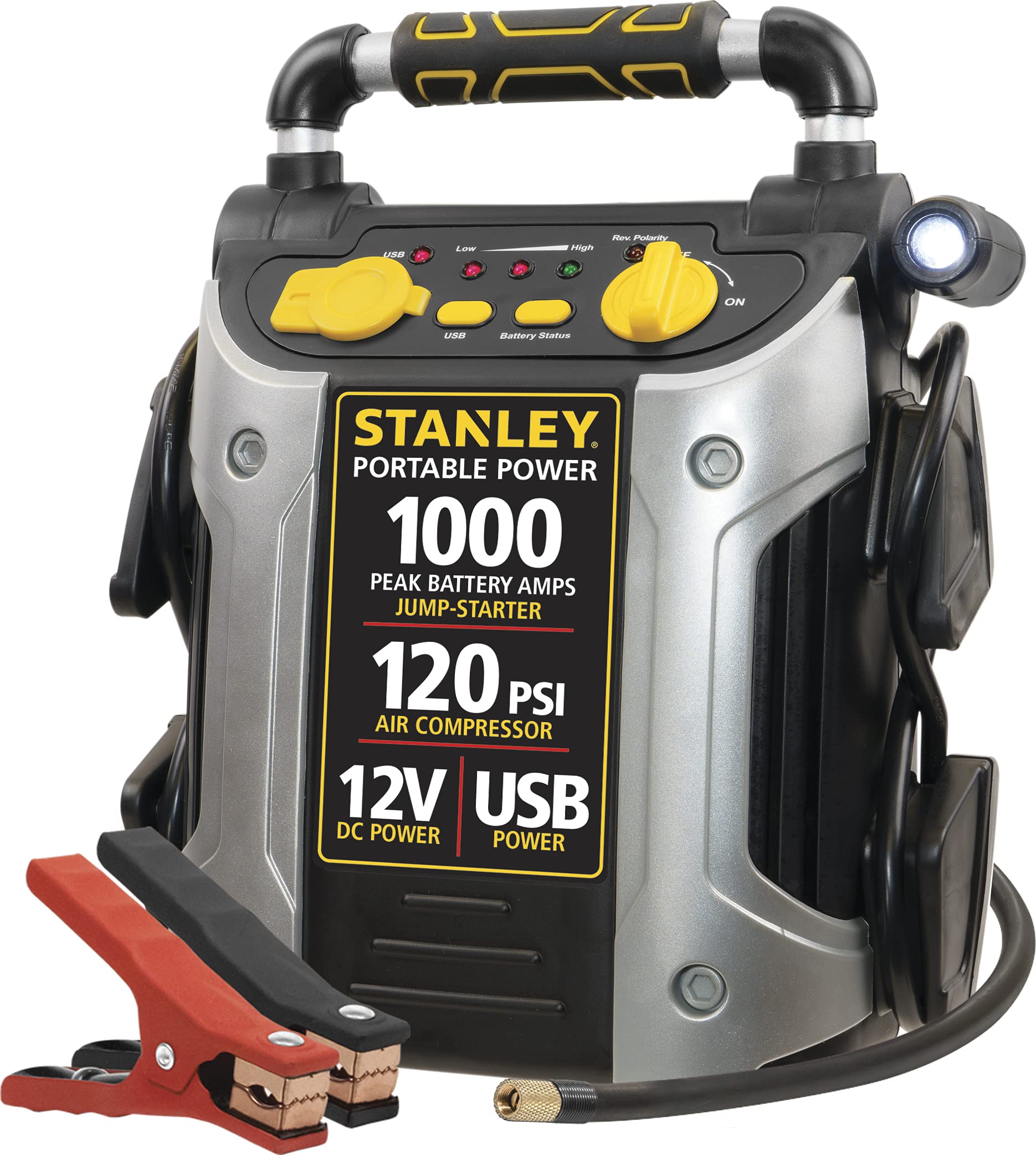 STANLEY J5C09 1000 Peak Amp Portable Power Station Jump Starter with 120 PSI Air Compressor & USB Port - Emergency Car Battery Booster for Roadside Assistance, Camping, and Outdoor Adventures