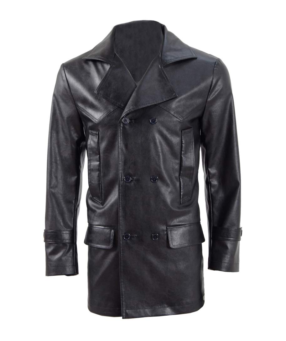 Magical Dr. 9th Costume - Faux Leather Black Jacket for Men's Halloween Cosplay & TV Series Character Outfit - Perfect for Halloween Parties, Comic Conventions, and Themed Events