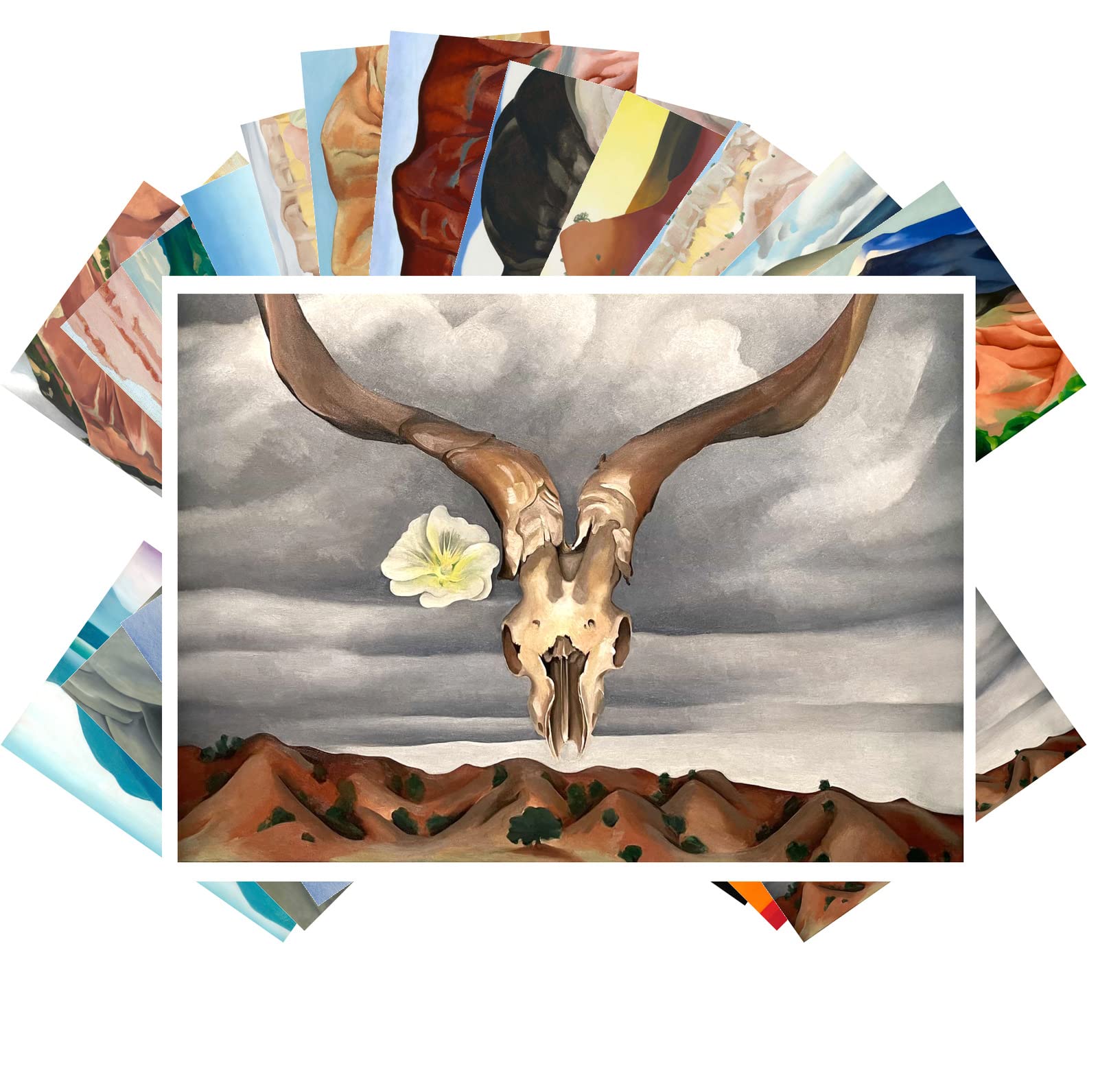 Vintage Postcards Set of 24 - 4x6 Inch Landscape & Skeleton Art Prints - Retro Greeting Cards for Collectors, Scrapbooking & Home Decor - Mountain Scenery & Anatomical Illustration Reproductions